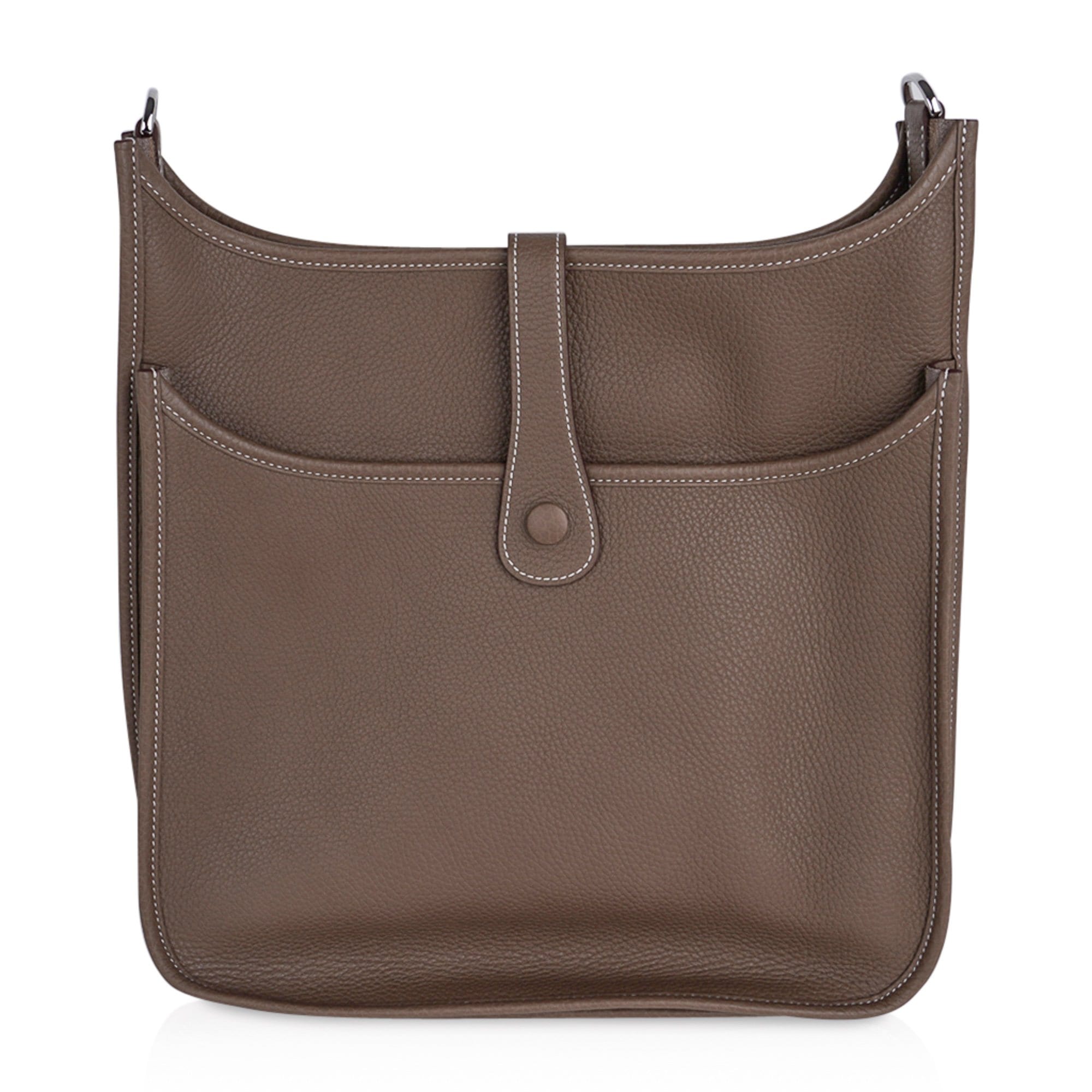 Hermes Chocolat Clemence Leather Evelyne III GM Bag - RvceShops's Closet -  Hermes Massai handbag in etoupe togo leather