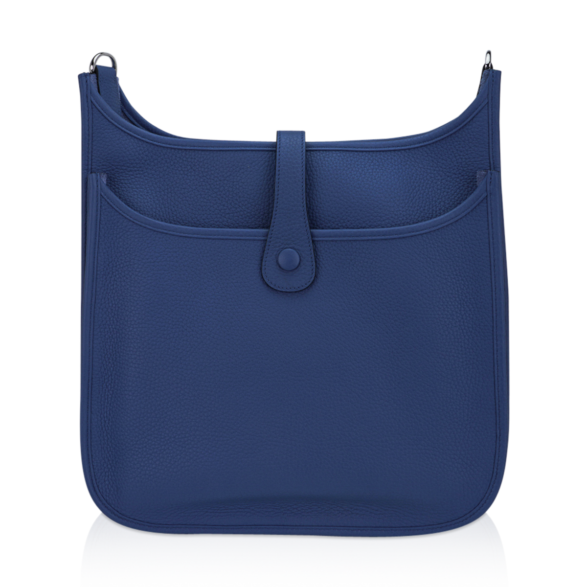 Hermes Evelyne GM Bag Bleu Agate Palladium Hardware Clemence Leather
