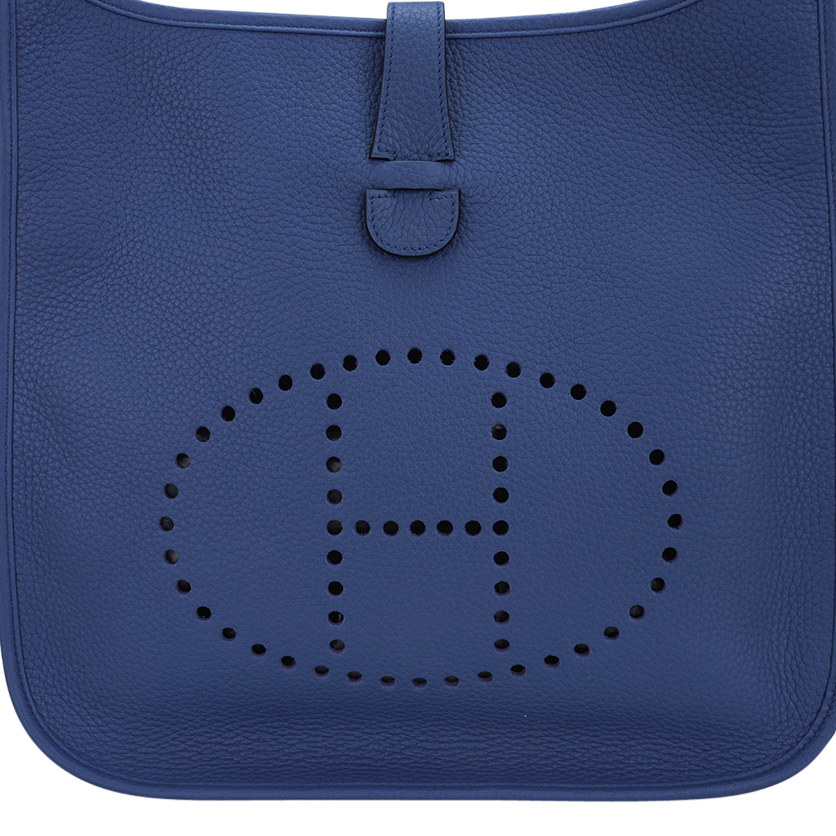 Hermes Evelyne GM Bag Bleu Agate Clemence Leather with Palladium Hardware