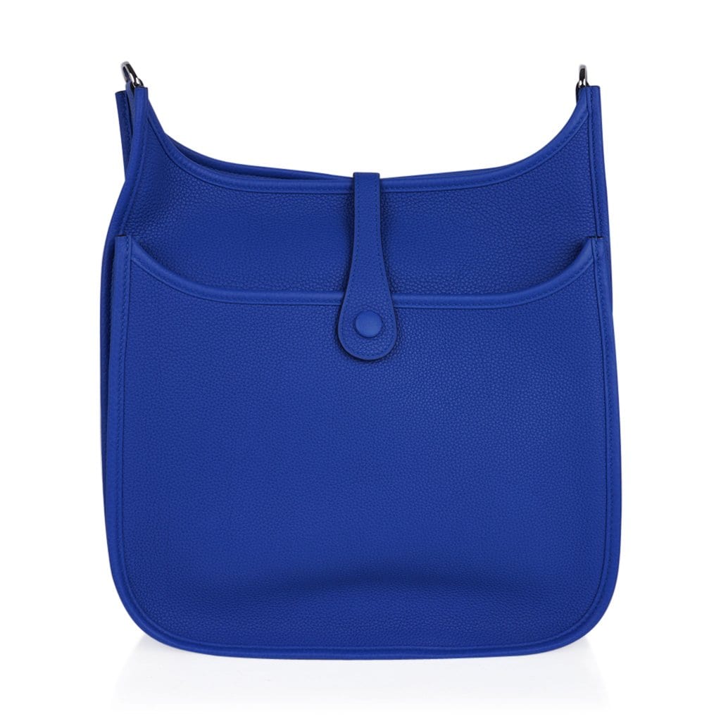 Hermes Blue Hydra Clemence Leather Evelyne PM III Bag - Yoogi's Closet