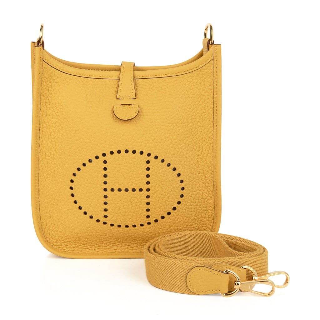 Hermes Mini Evelyne TPM Beton Crossbody Bag Gold Hardware Clemence Lea –  Mightychic