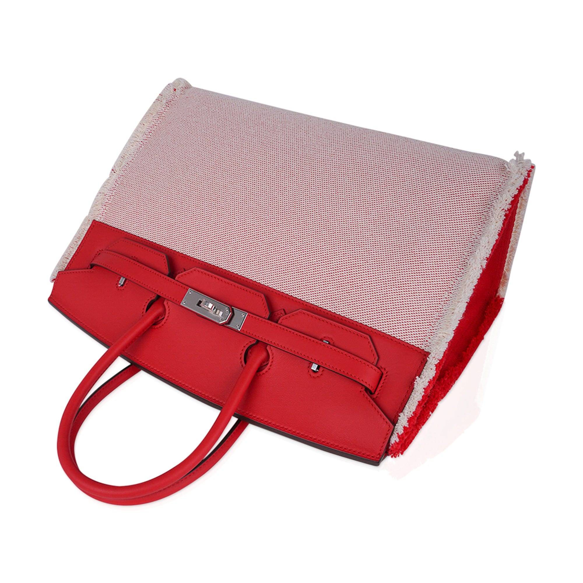 A LIMITED EDITION ROUGE DE COEUR SWIFT LEATHER & ÉCRU TOILE H FRAY FRAY  BIRKIN 35 WITH PALLADIUM HARDWARE, HERMÈS, 2021