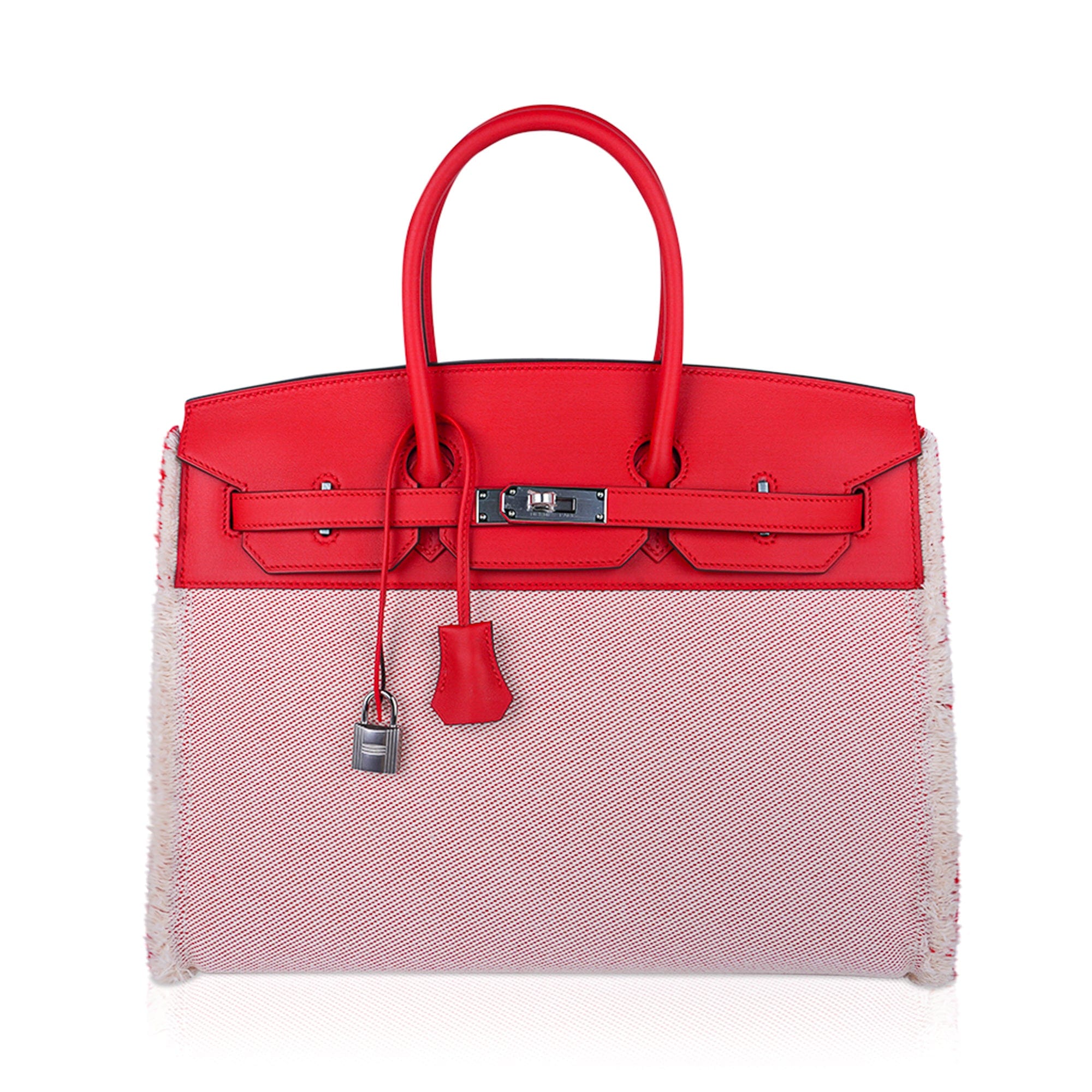 Hermes Birkin Fray Fray 35 Framboise Limited Edition Swift Leather Toile Bag