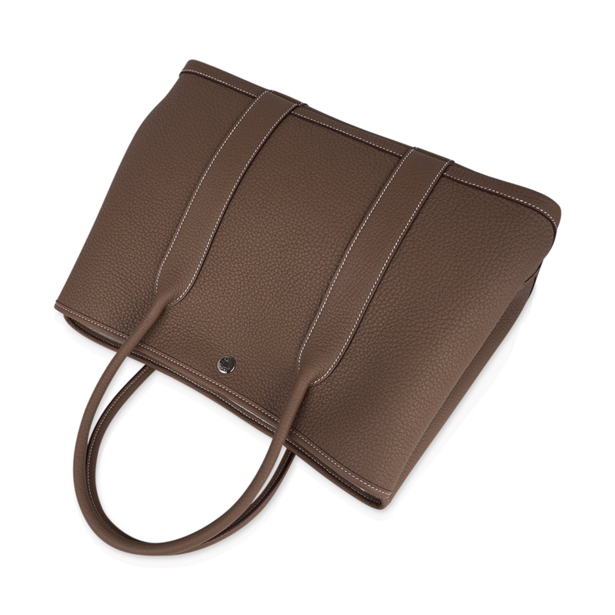 Hermes Garden Party 30, Canvas with Brown Leather and Strap