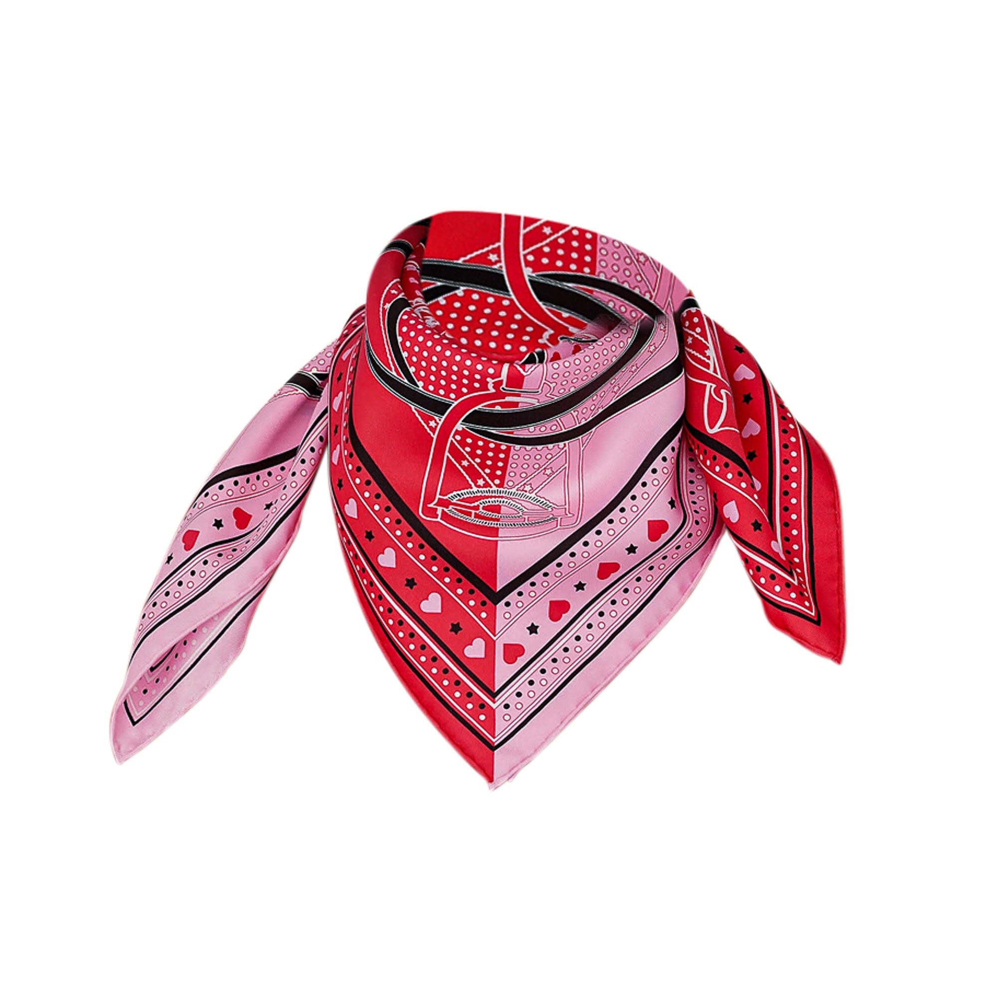Hermes Limited Edition Silk Scarf 70 Grand Manege Bandana Love Rouge/ Rose/ Noir