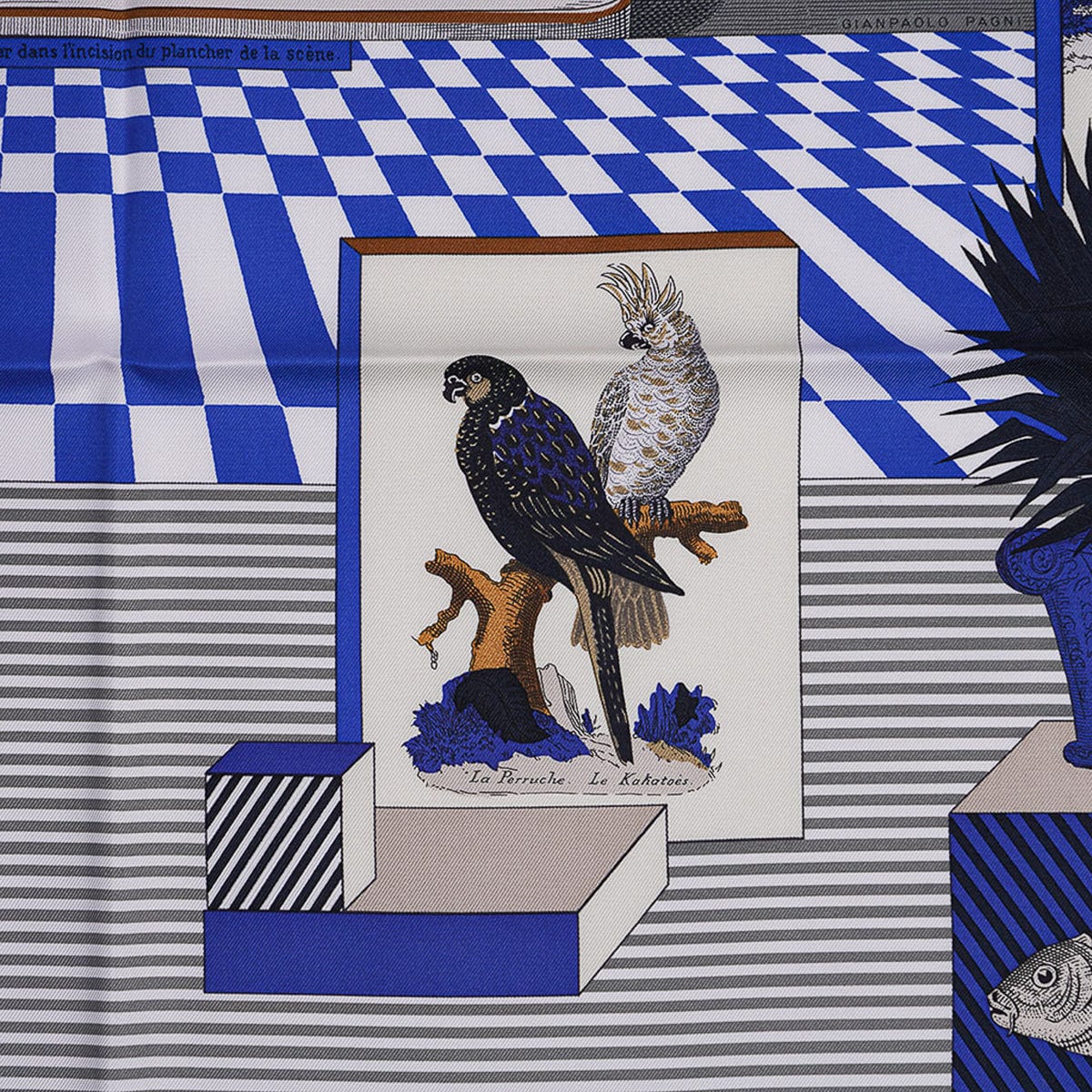 Hermes Grand Theatre Nouveau Scarf Blue Royal / Mordore / Blanc Silk 90