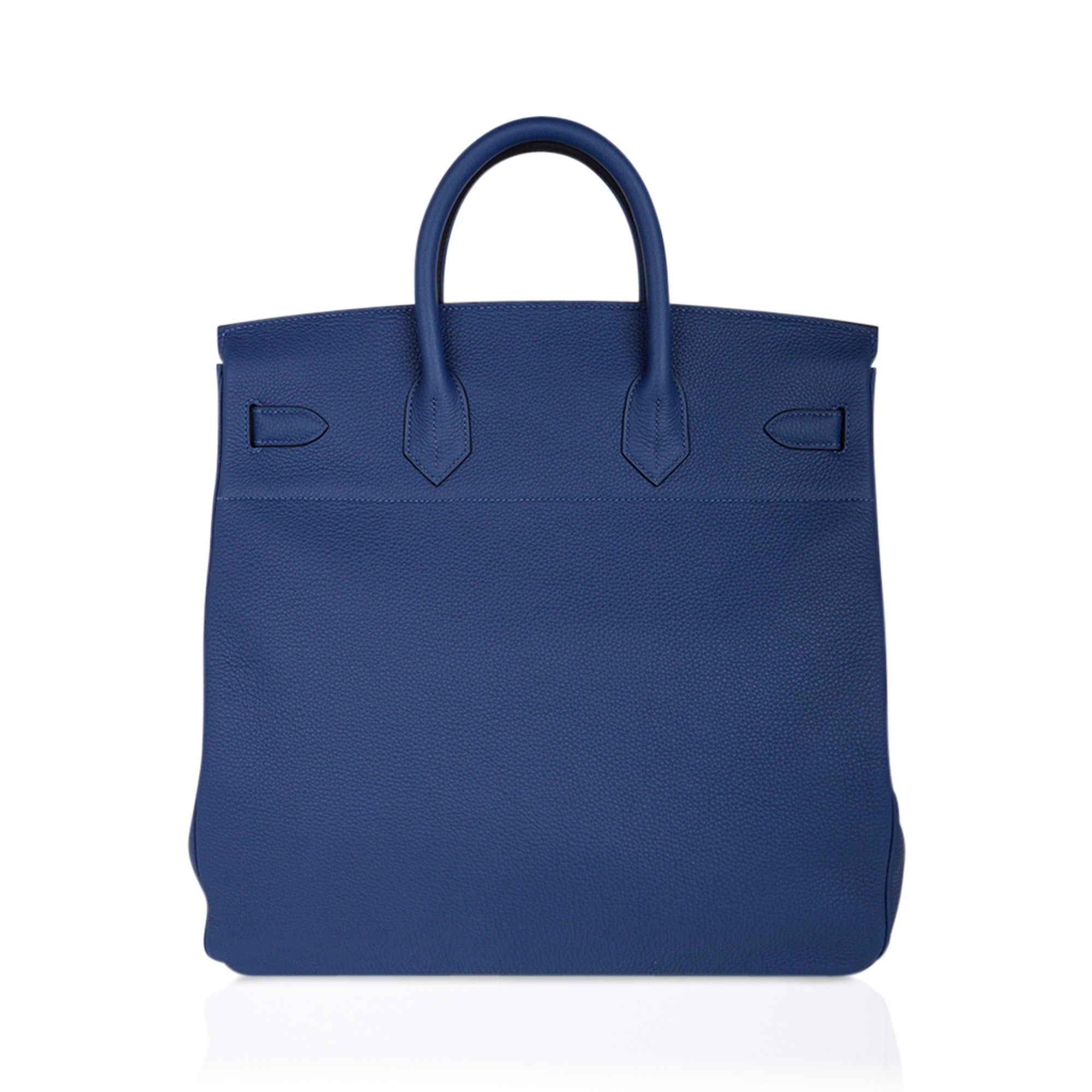 Hermès Birkin 40 HAC Blue Thalassa Togo & White Stitching Palladium  Hardware Bag