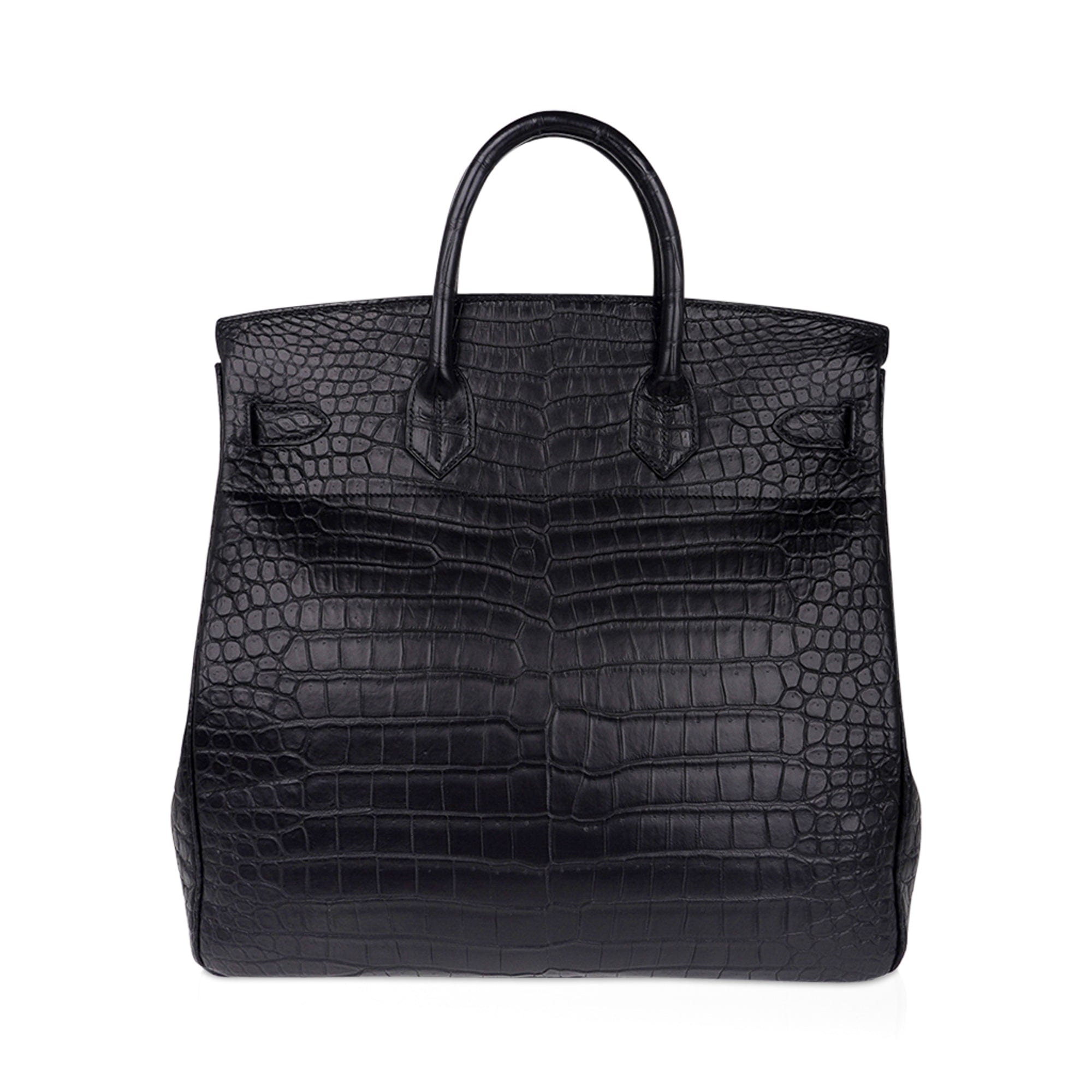 Hermes HAC 50 Birkin Bag Black Matte Porosus Crocodile Palladium Limited  Edition