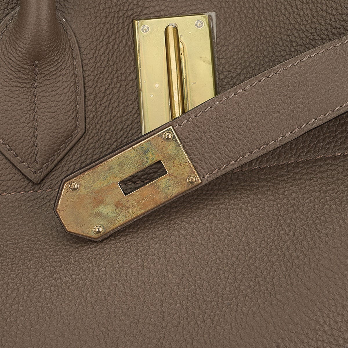 Hermes Birkin 50 HAC Bag Etoupe Togo Leather Brass Hardware Rare •  MIGHTYCHIC • 