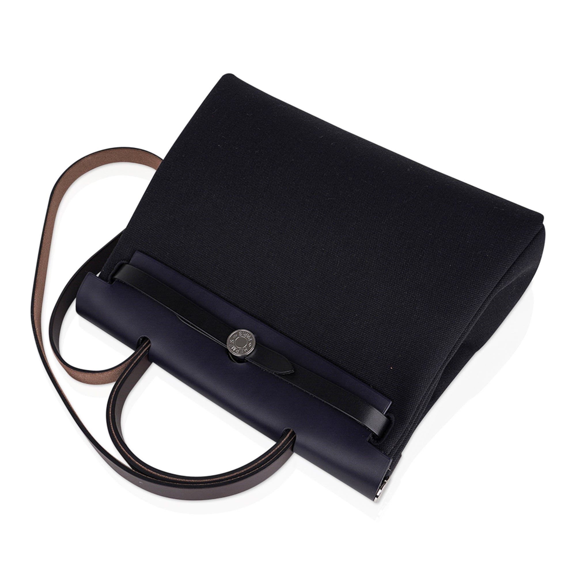 Hermès Herbag Natural Vache Hunter and Black Toile Zip 31 Palladium Hardware, 2023 (Like New), Black/Brown/Silver Womens Handbag