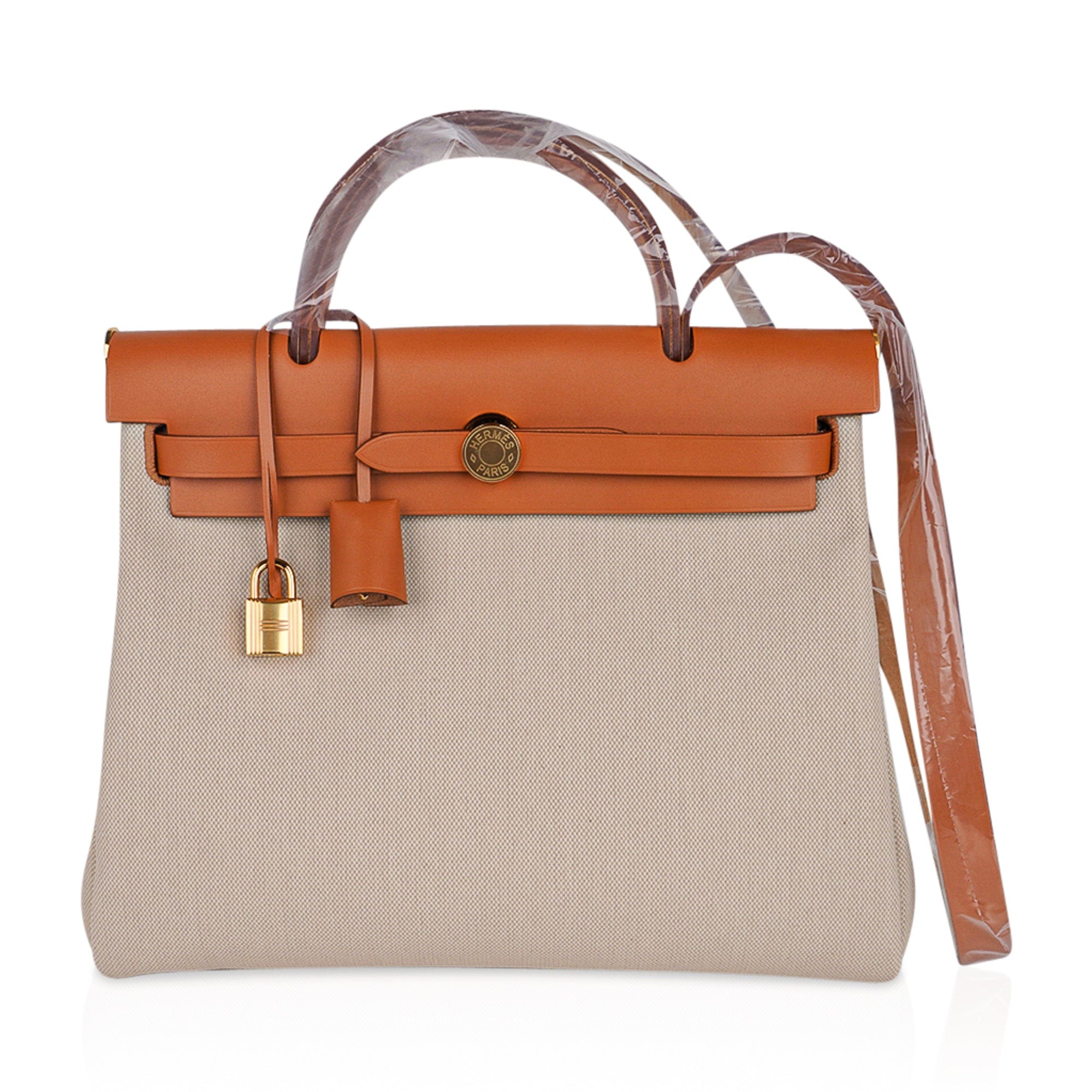 Hermes Herbag Zip Leather and Toile 31 Neutral 2394621