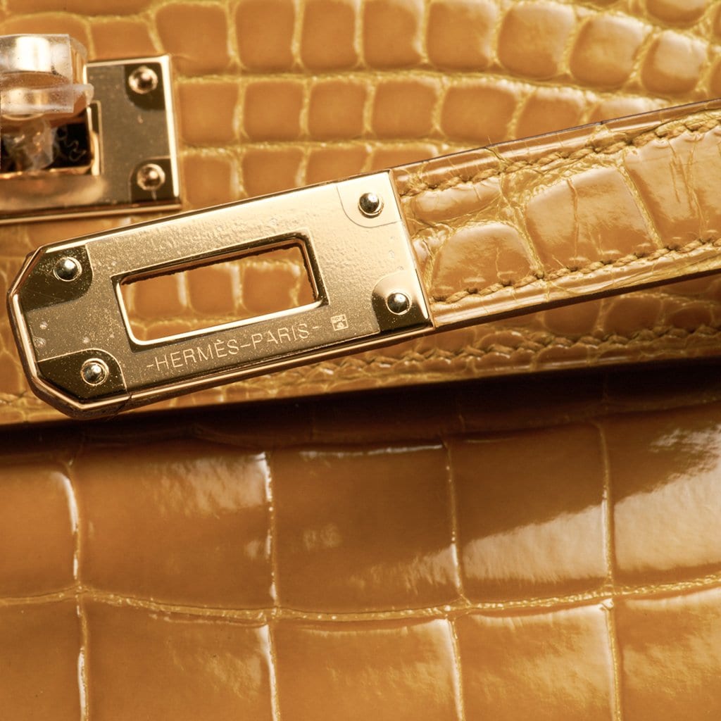 Hermes Kelly Classic Wallet / Clutch Jaune Alligator New w/Box