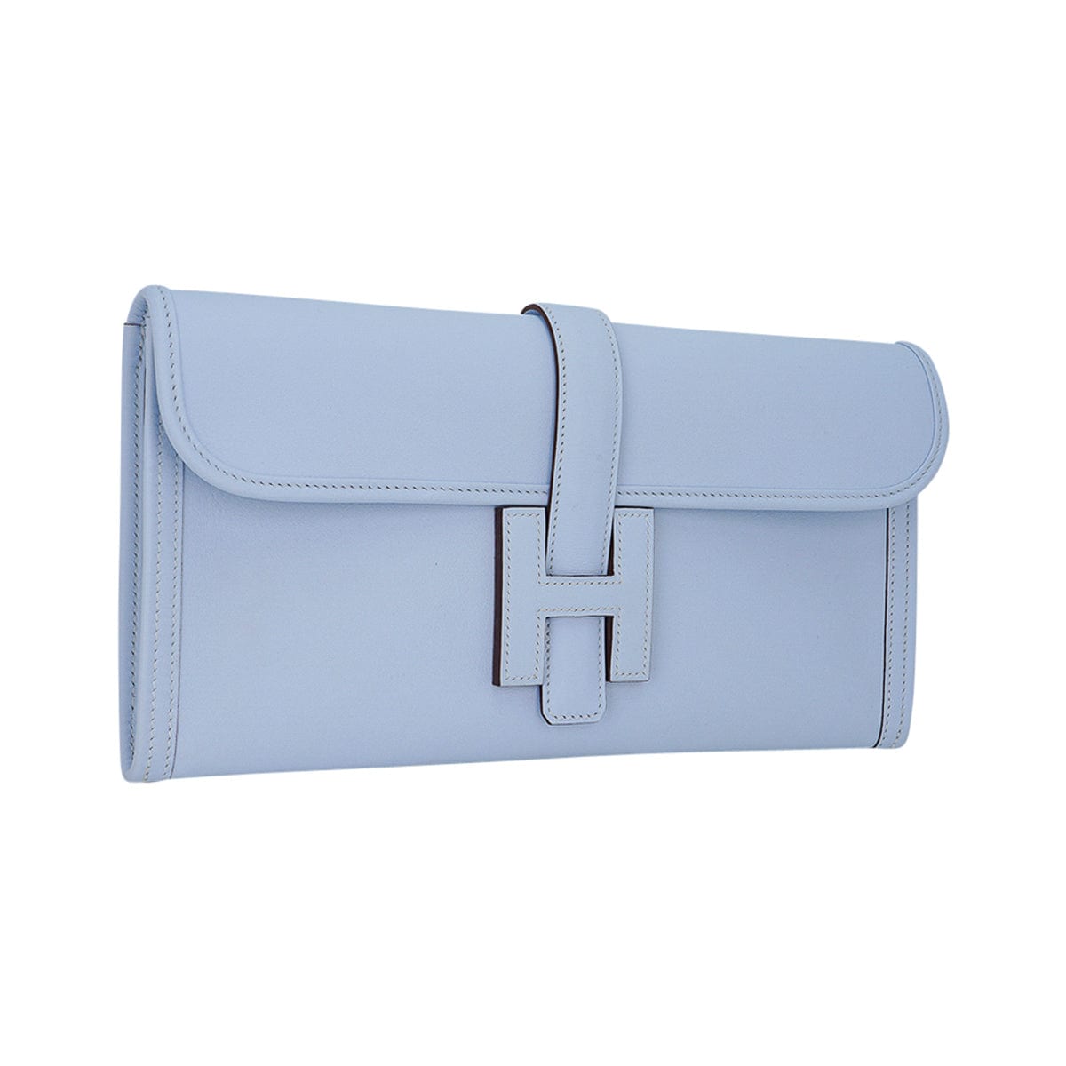Hermes Jige Elan 29 Blue Brume Clutch Bag Evercolor Leather – Mightychic