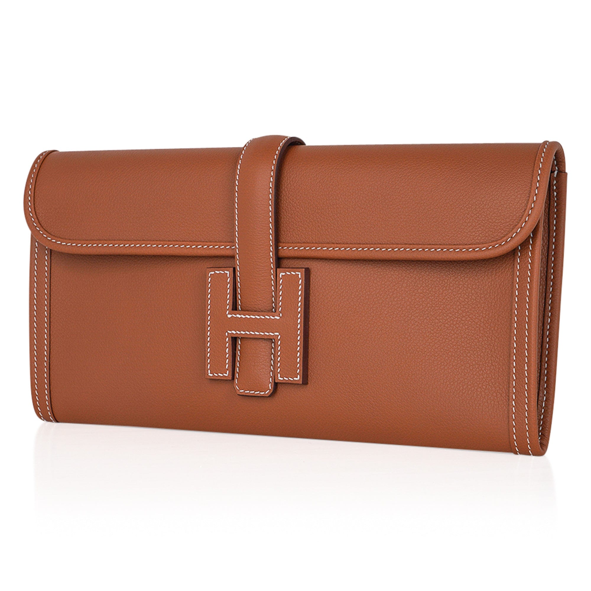 Hermes Jige Elan 29 Gold Clutch Bag Evercolor Leather • MIGHTYCHIC • 