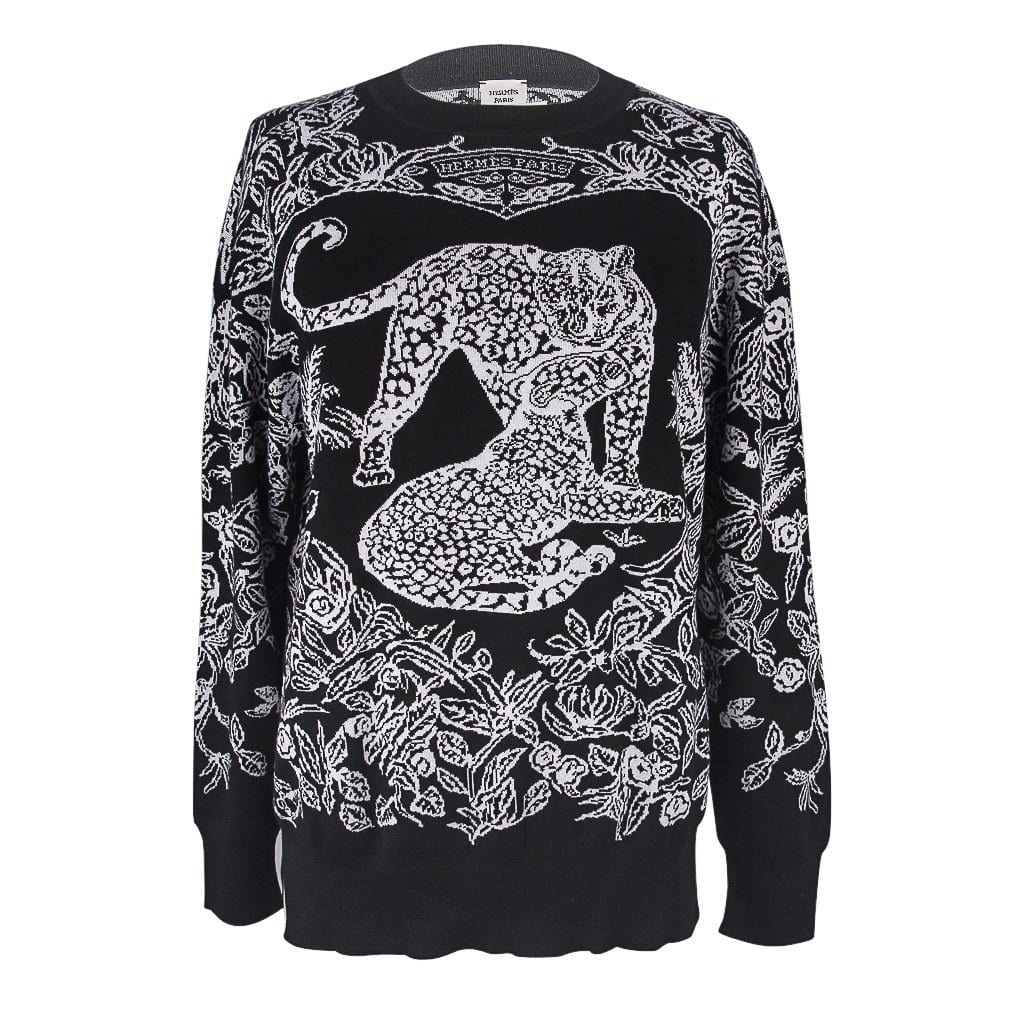 Hermes Jungle Love Wide Sweater Black / White 40 / 6 New w/ Box