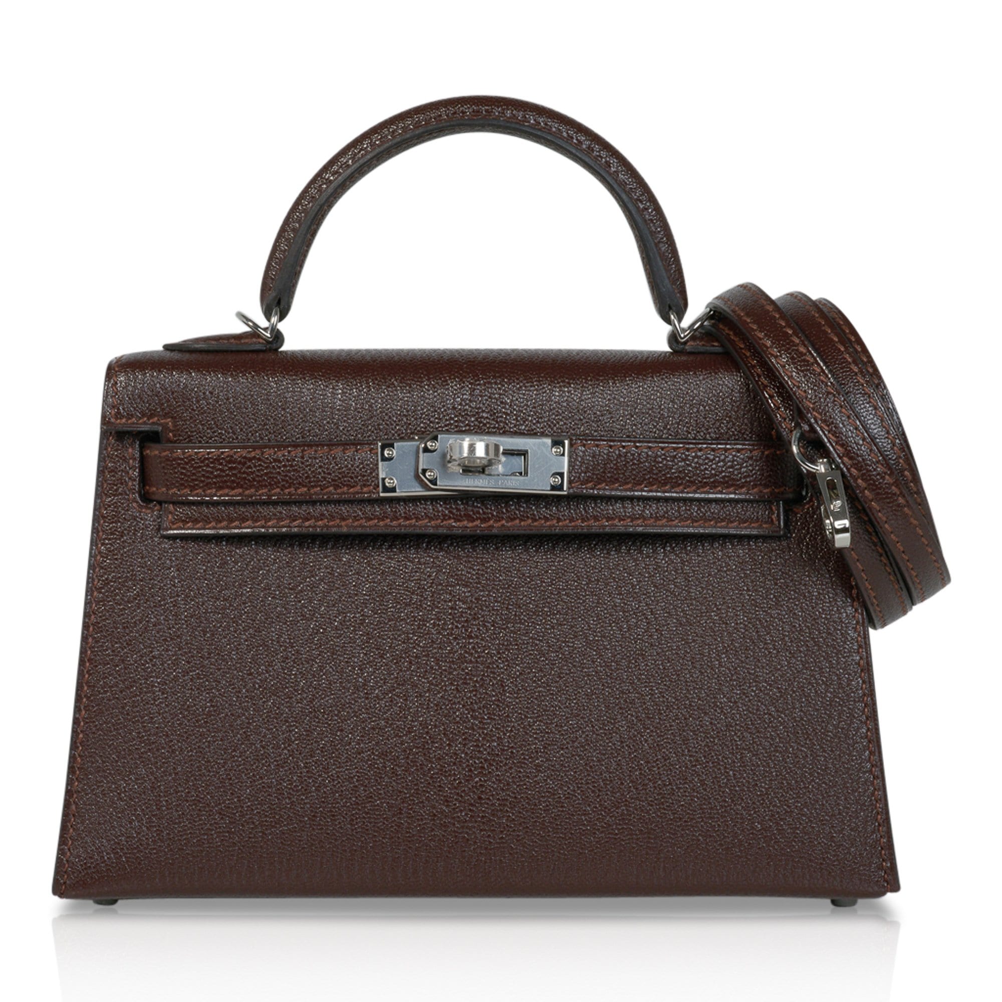 Hermes Kelly 20 Bi-Color Mini Sellier Bag Havane / Etrusque Chevre Palladium