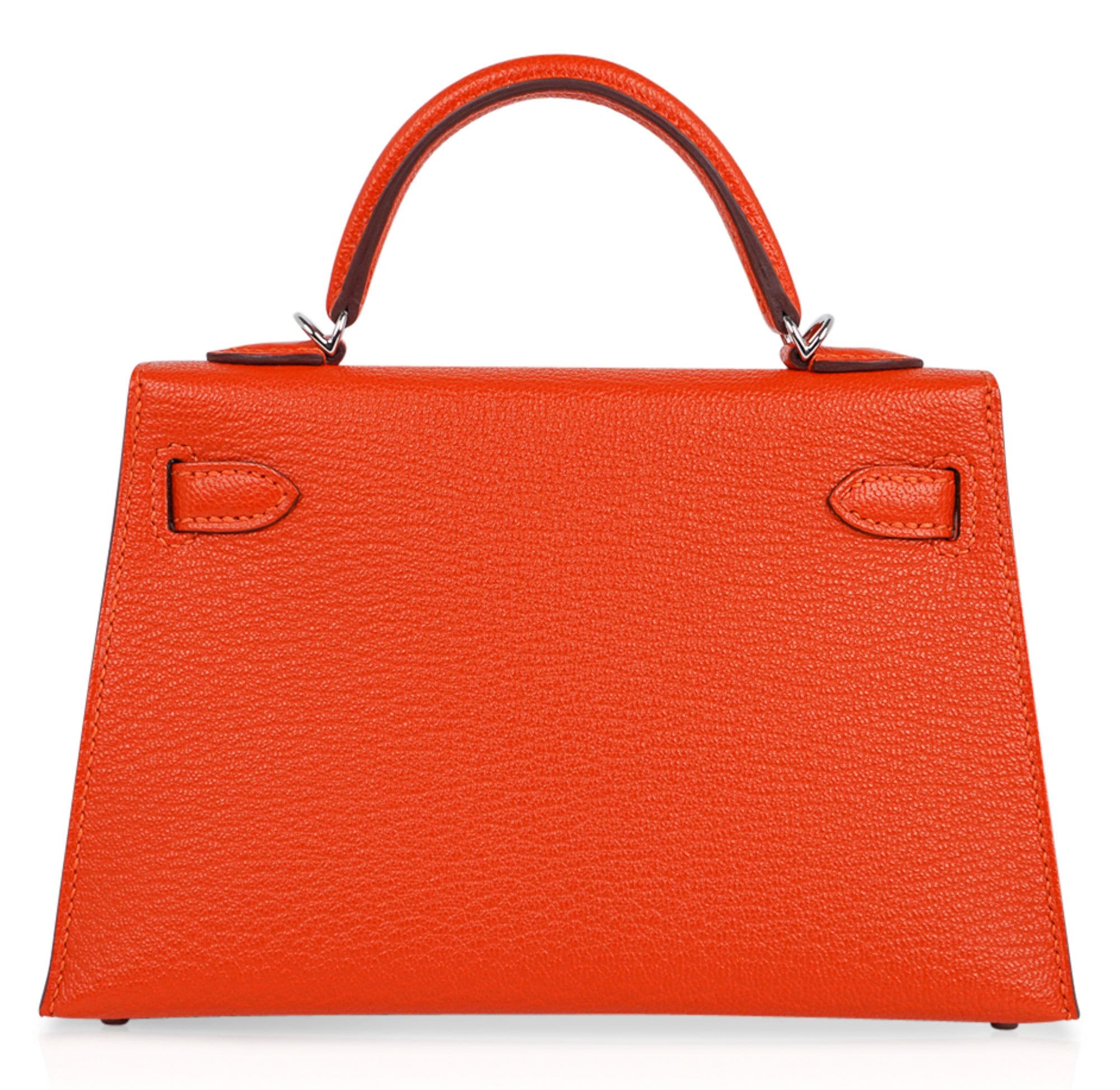 Hermes Kelly 20 Mini Sellier Bag Orange Feu / Rose Eglantine Chevre Bi ...