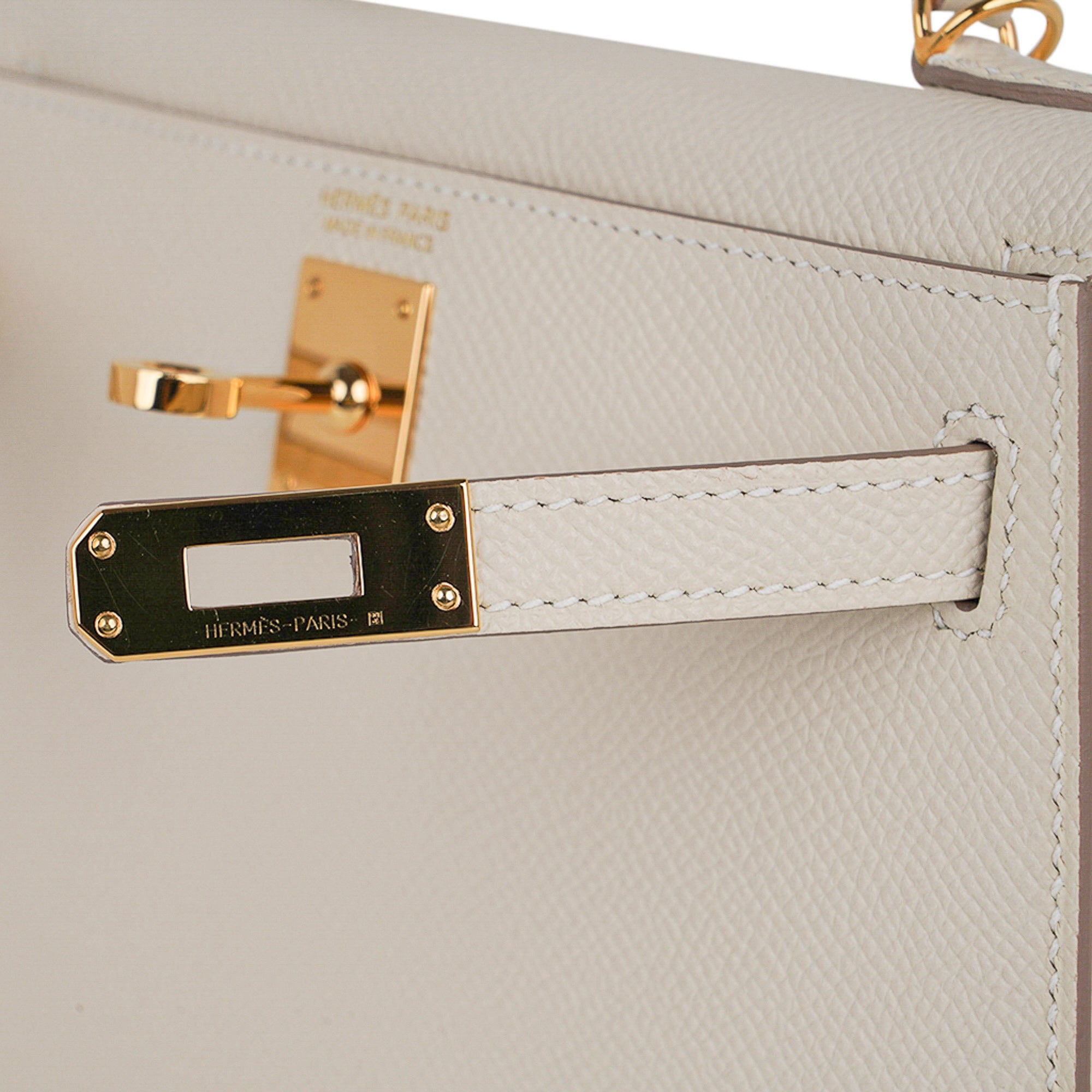 Hermes Kelly 20 Mini Sellier Bag Craie Epsom Leather Gold Hardware