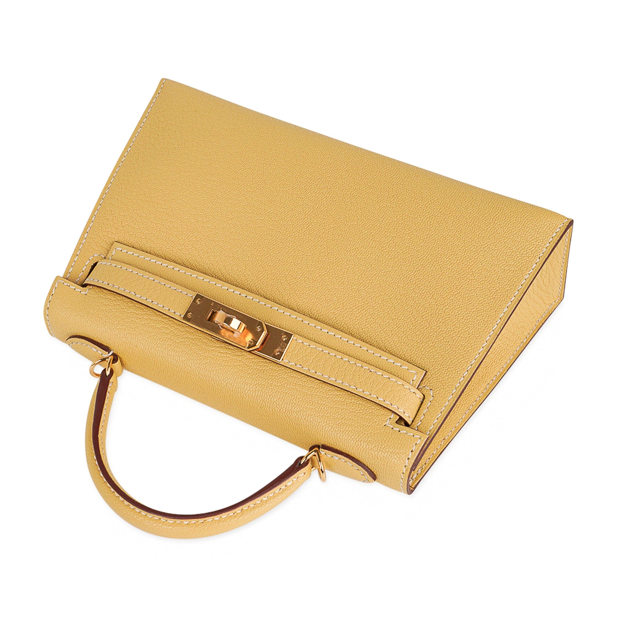 Hermès Mini Kelly II Foin Chevre Leather Gold Hardware at 1stDibs