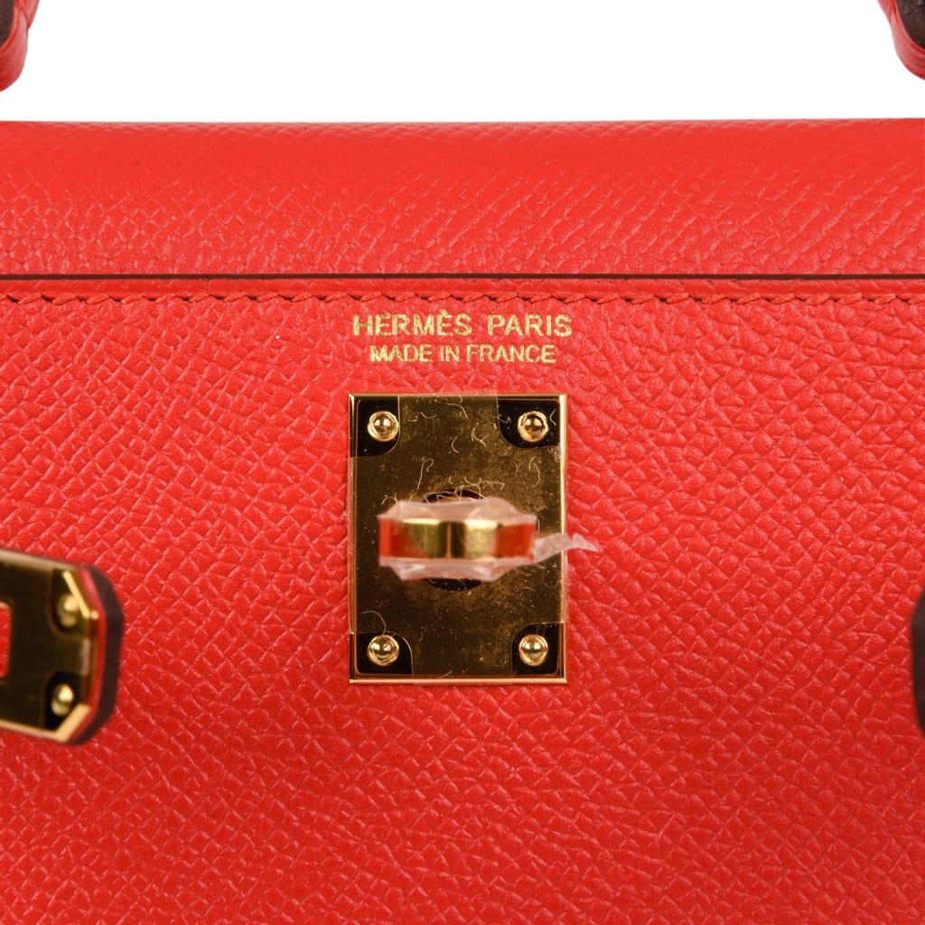 Hermes Kelly 20 Mini Sellier Bag Rouge Tomate Epsom Gold Hardware ...