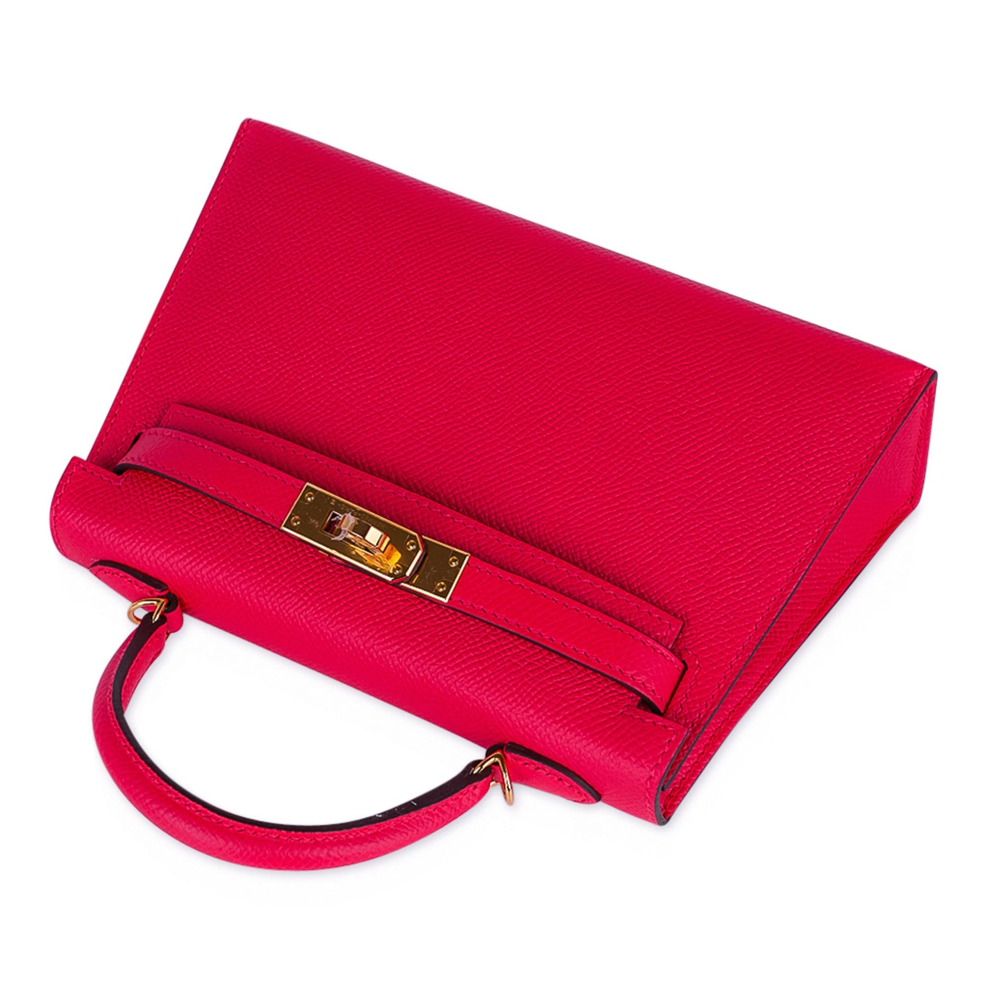 Hermes Rose Texas Epsom Leather Kelly Wallet To Go Bag
