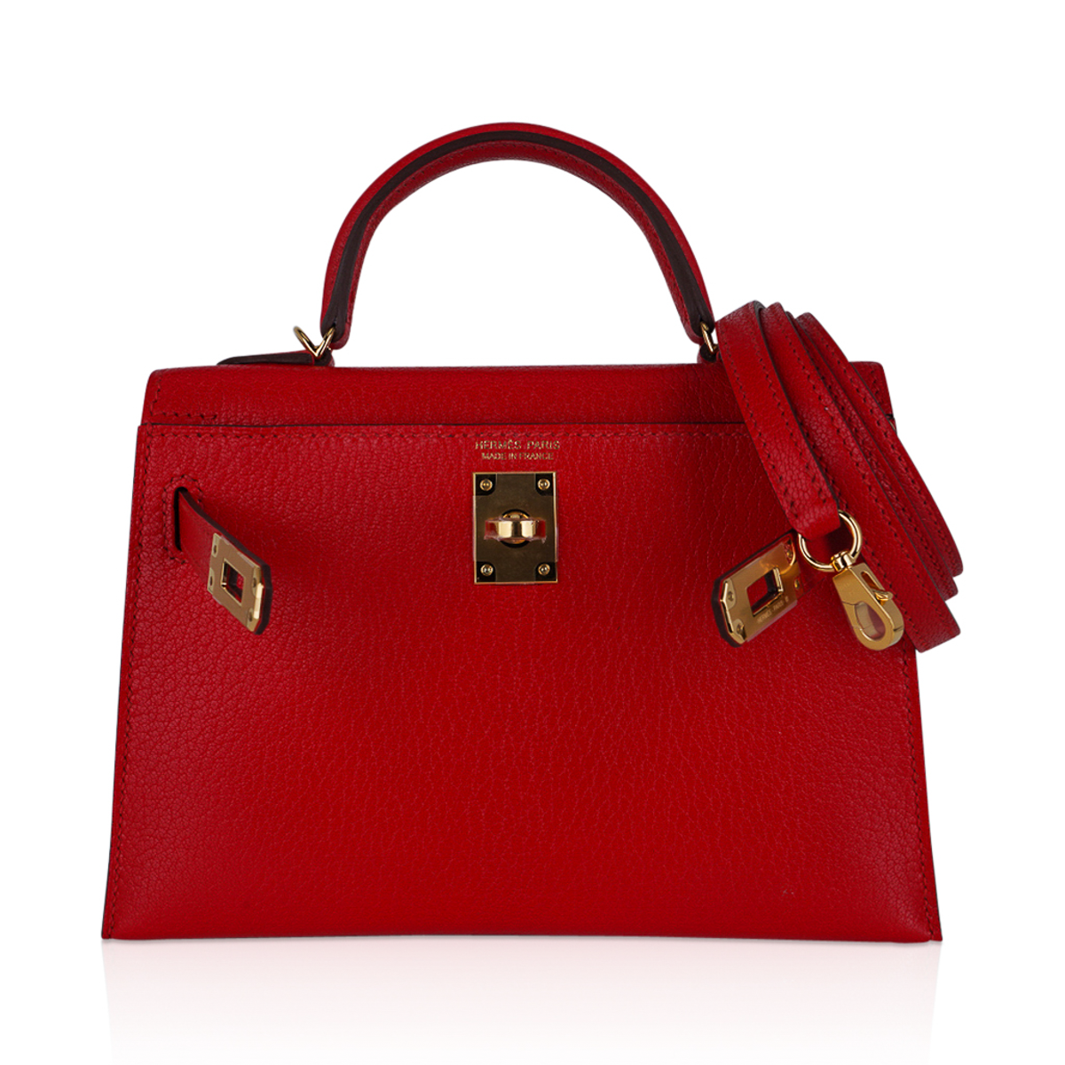 Hermes Kelly Sellier 20 Mini Rouge de Coeur Bag Chevre Leather Gold Hardware
