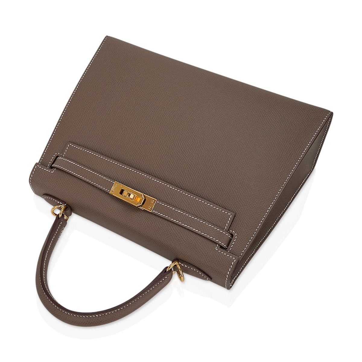 Hermès 25cm Kelly Sellier Etoupe Epsom Leather Gold Hardware