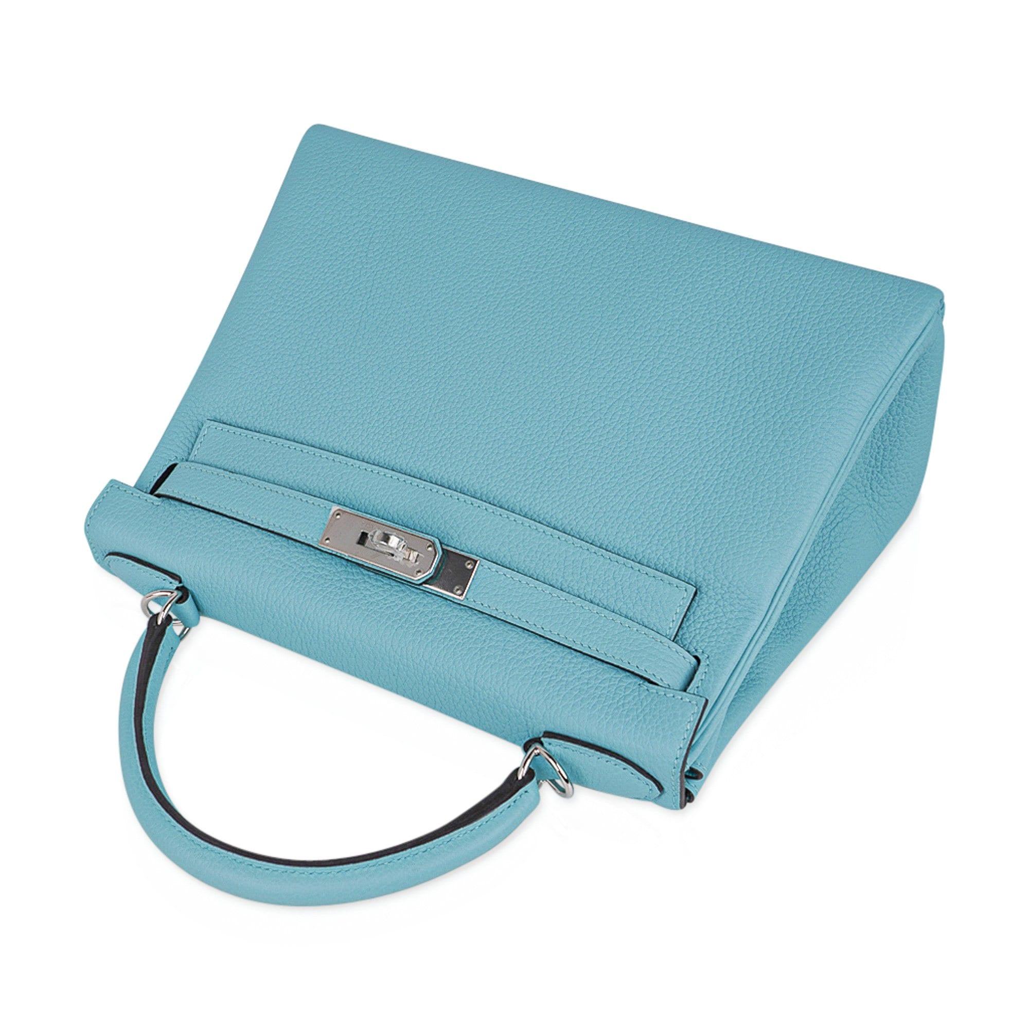 Hermes Kelly bag 28 Sellier Blue atoll Epsom leather Silver