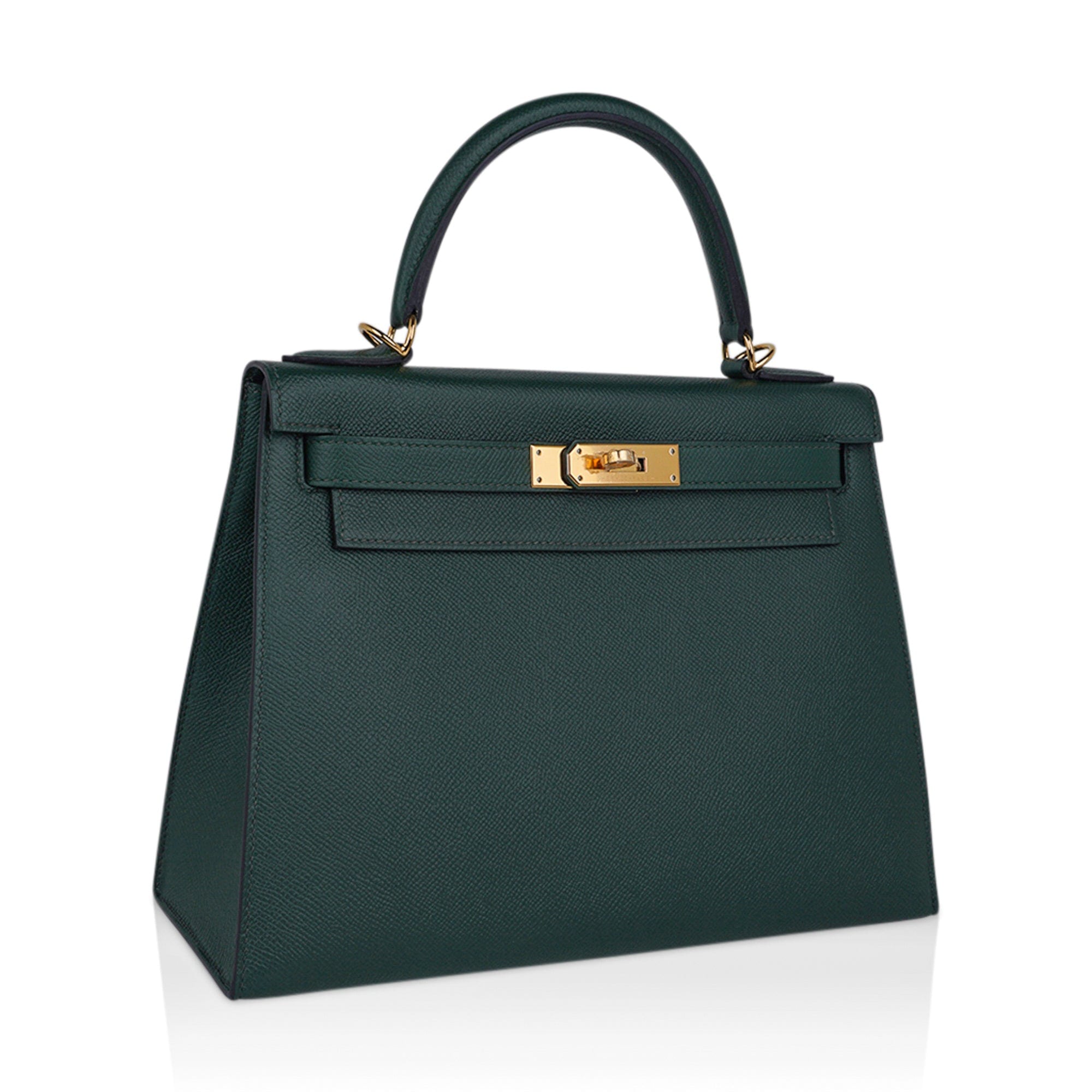 Carryallbags - New Hermes Kelly 25 Vert de gris Epsom in GHW