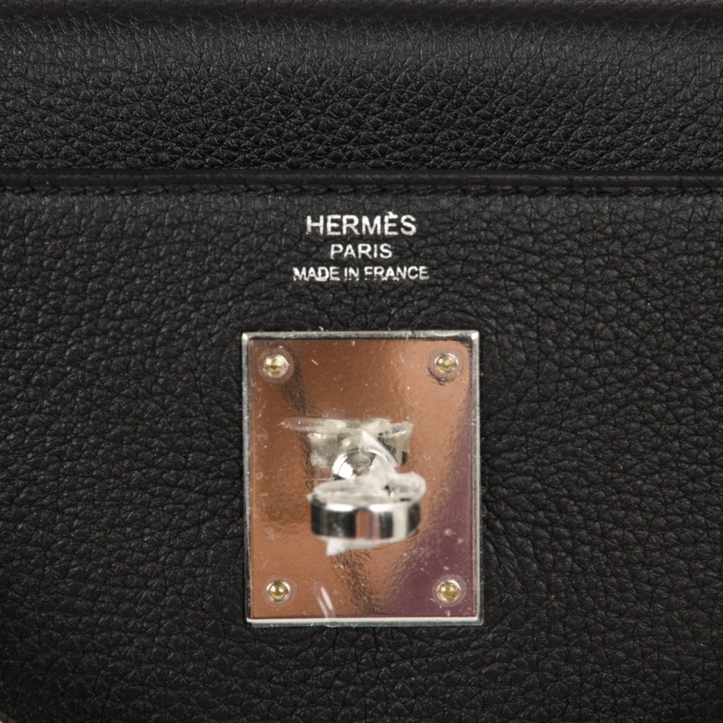 Hermes Kelly bag 28 Retourne Black Togo leather Silver hardware