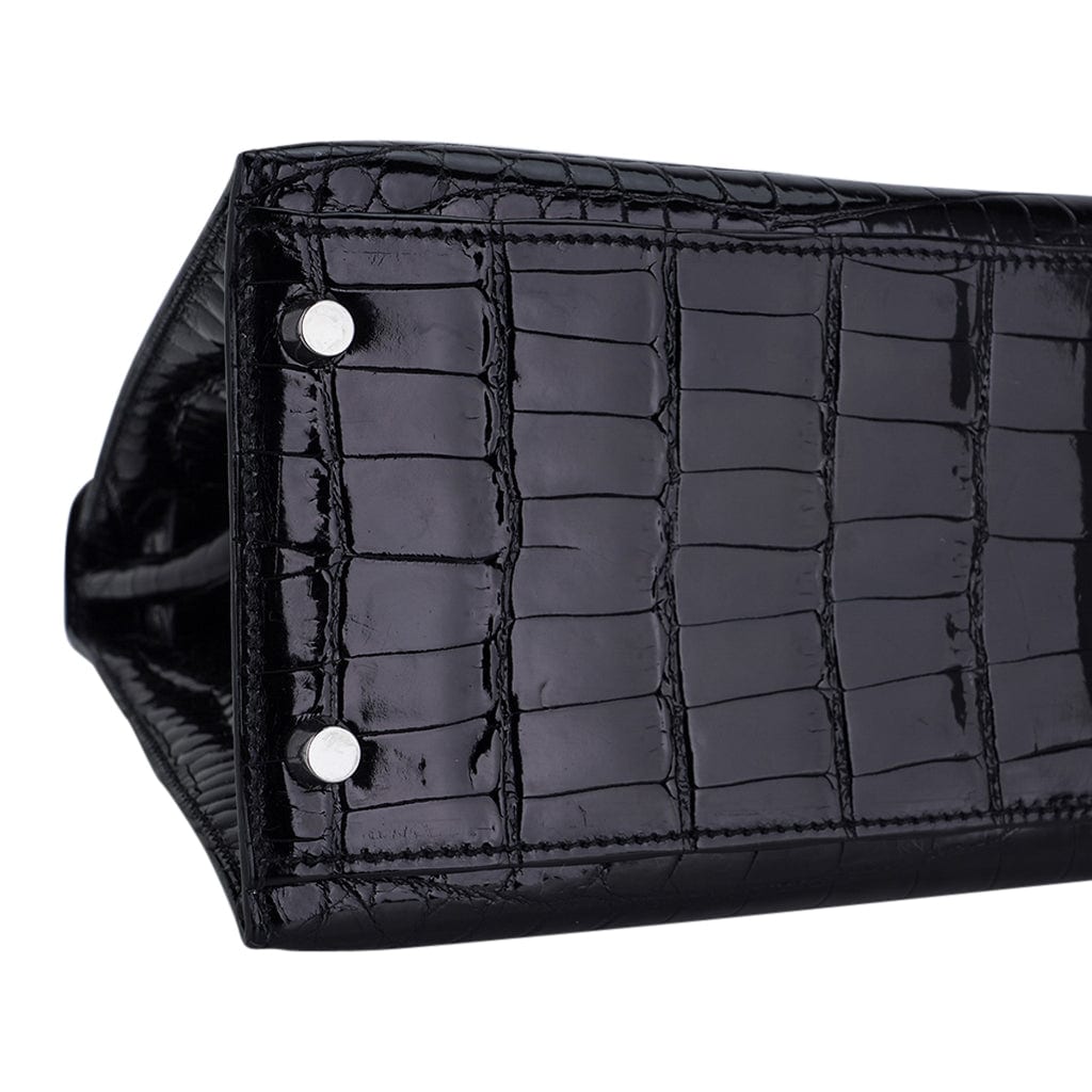 Hermès Kelly 32 Black Crocodile - Gold Hardware