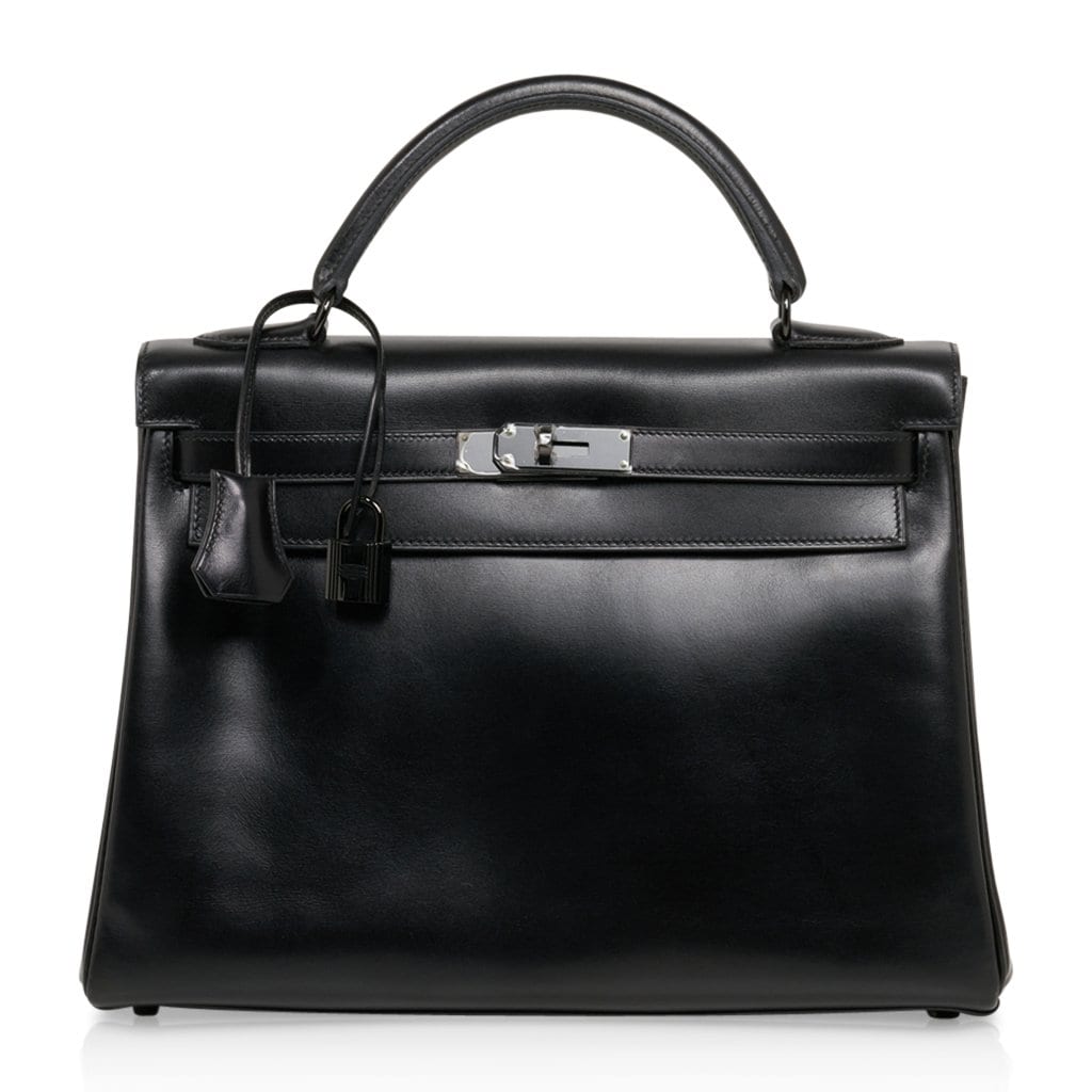 Hermes Kelly 32 So Black Bag Box Leather Limited Edition