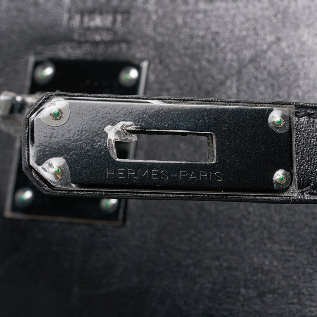 Hermes Limited Edition So Black Calf Box Leather Kelly Cut Clutch