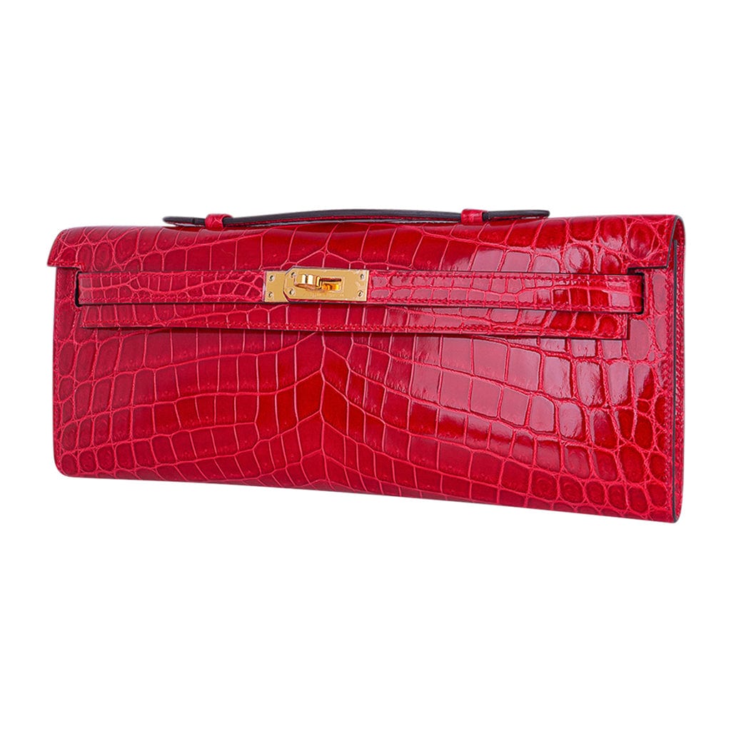 Hermes Kelly II Mini Bag Alligator Leather Gold Hardware In Red