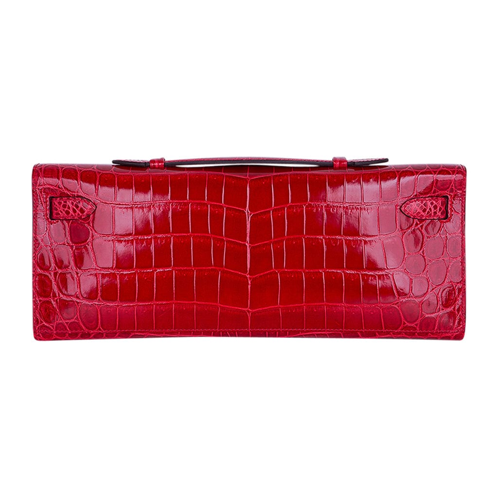 Kelly cut clutch crocodile clutch bag Hermès Red in Crocodile