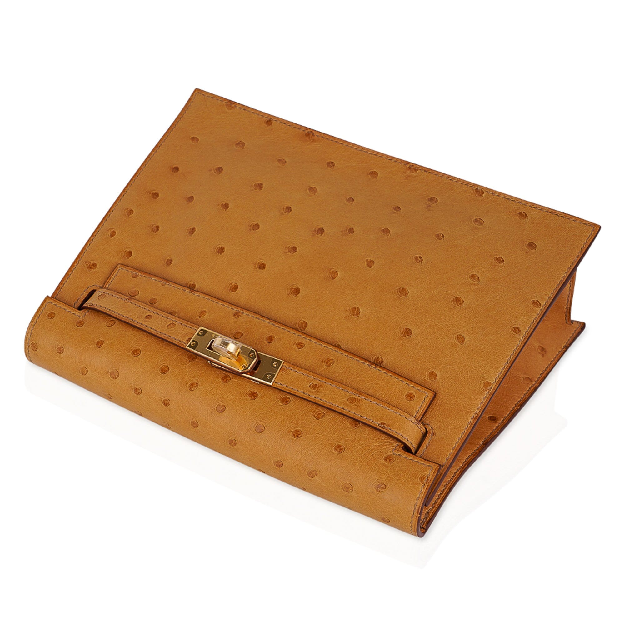 Kelly Classique To Go Wallet Ostrich Leather Gold Hardware