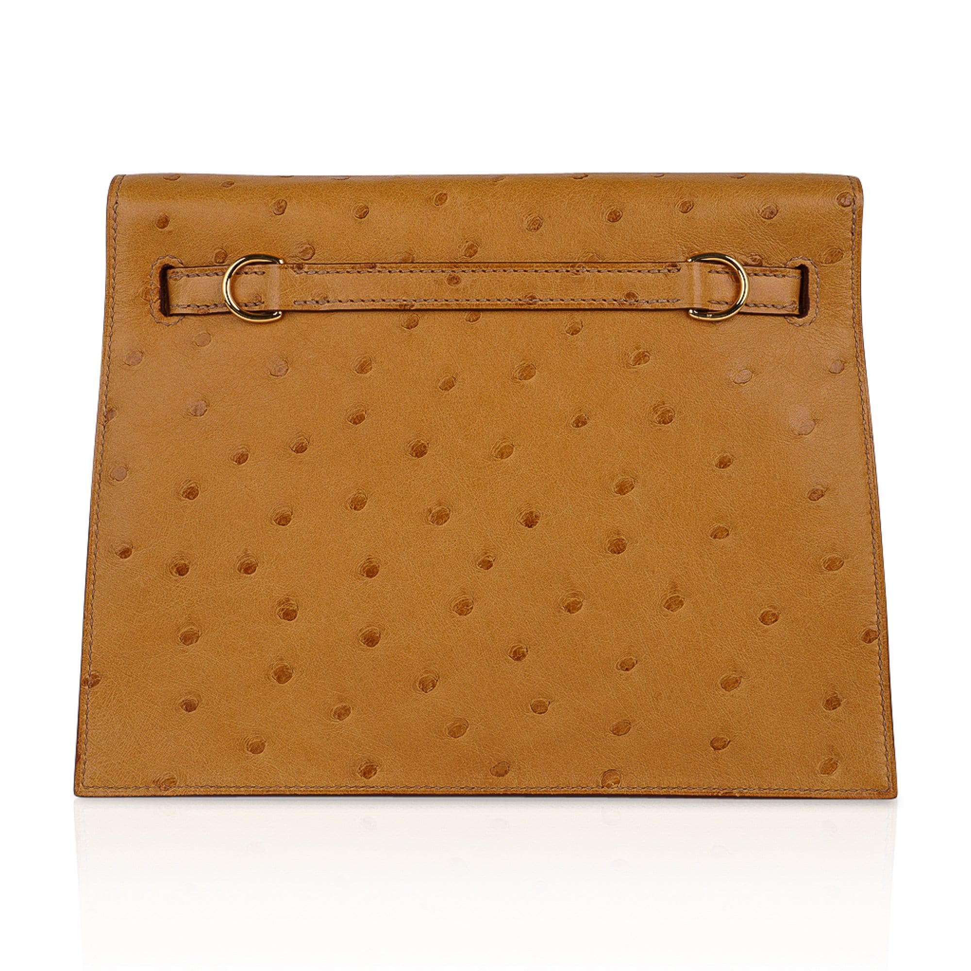 Hermes Kelly Bag Ostrich Leather Gold Hardware In Beige
