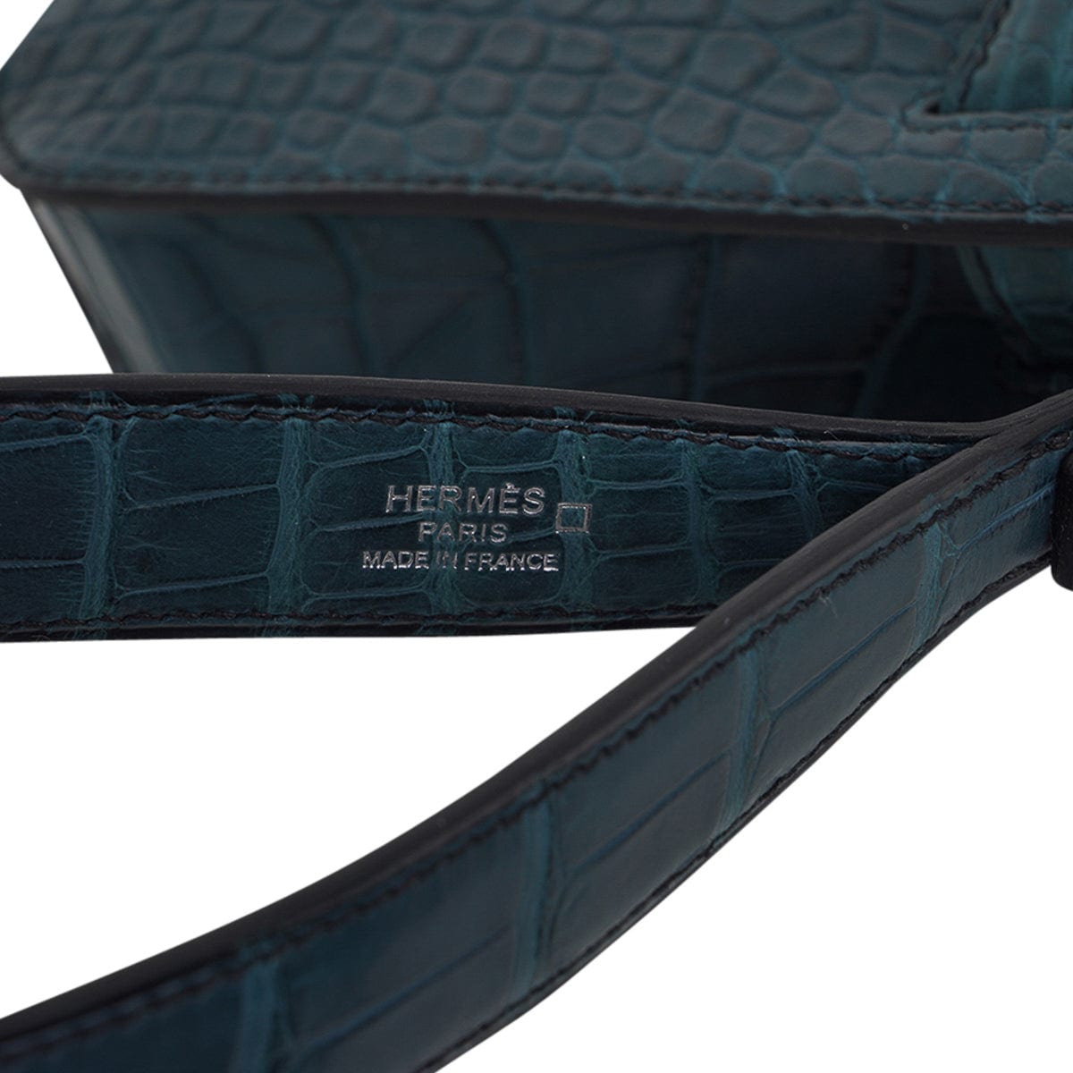 Hermes Kelly Depeches 25 Pouch Blue Indigo Matte Alligator Palladium  Hardware