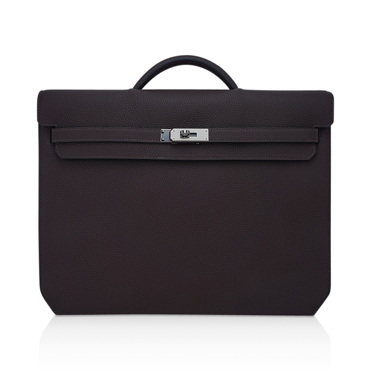 Hermes Kelly Depeches 36 Briefcase Ebene Palladium Hardware Togo Leather