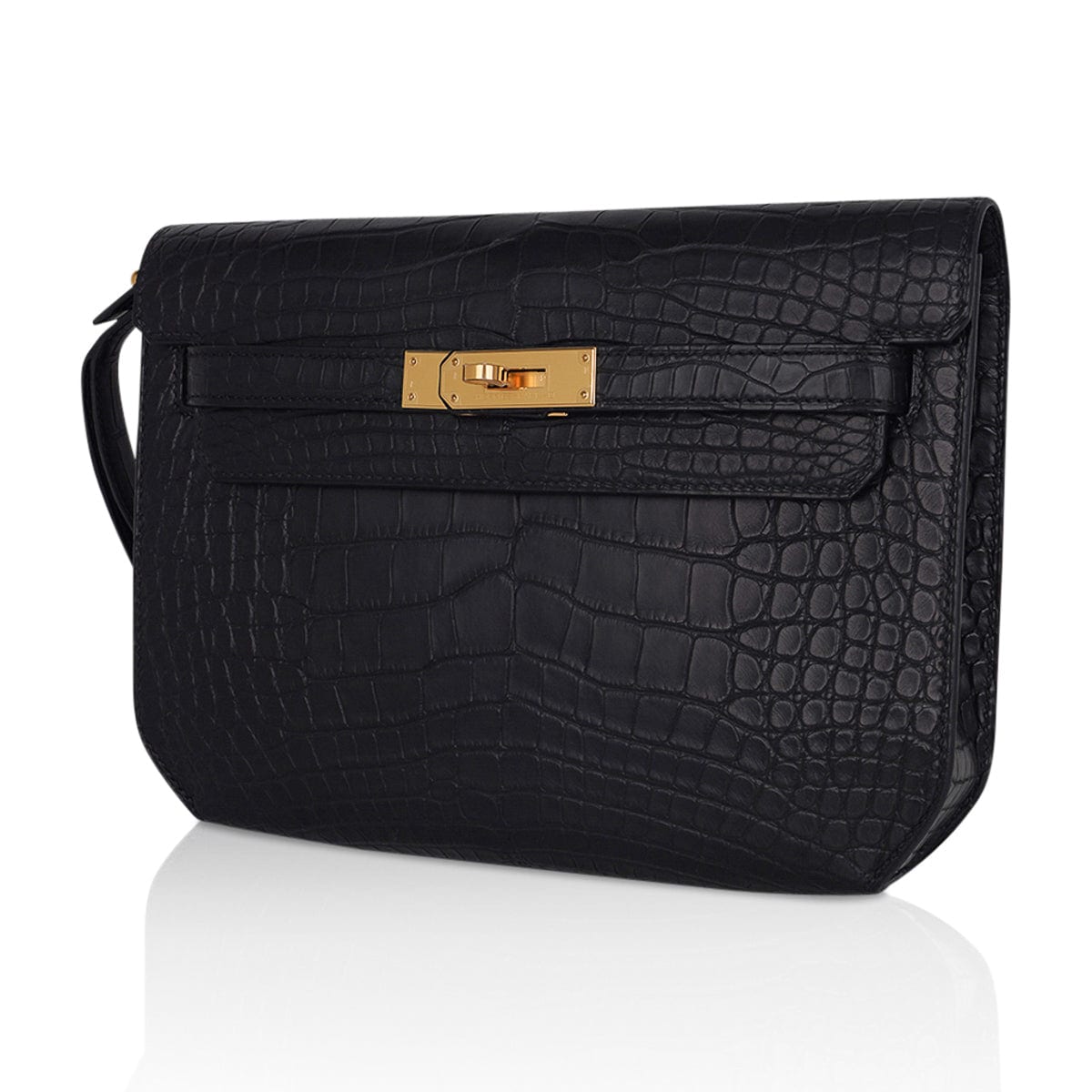 Hermes Kelly Depeches 25 Pouch Black Galop D'Hermes Gold – Mightychic