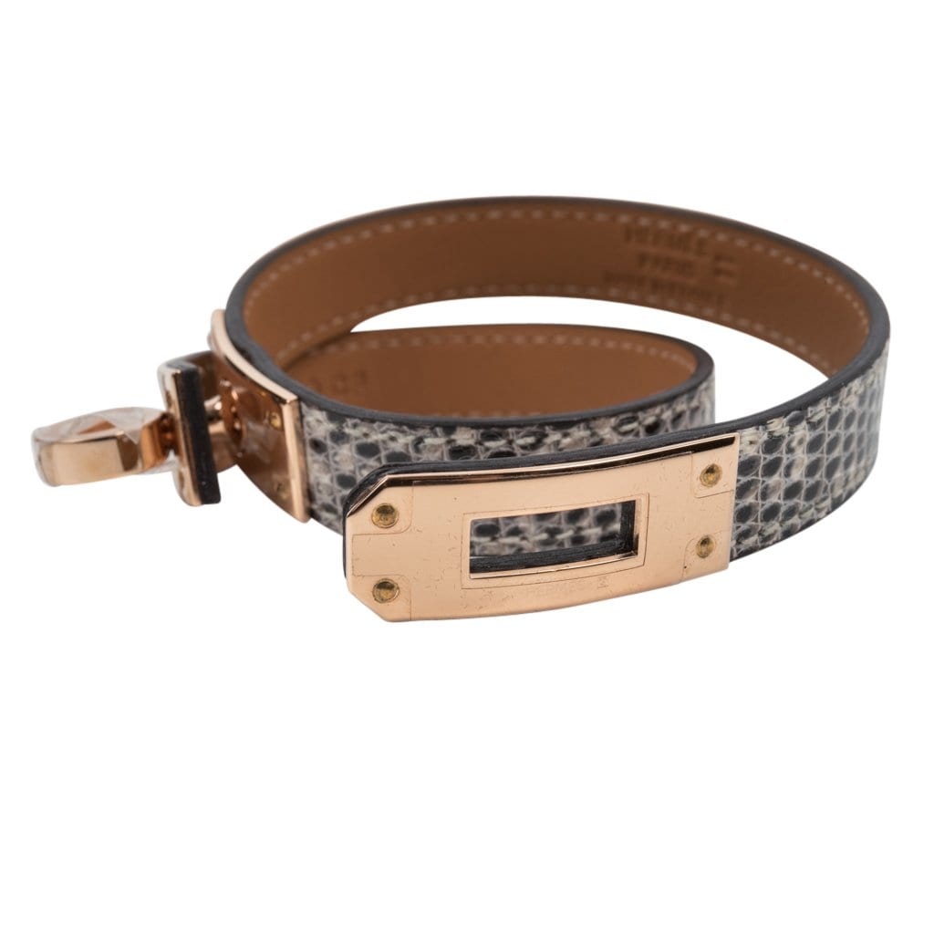 Hermes Lizard Kelly Dog Bracelet Etrusque Colour with Rose Gold Hardware