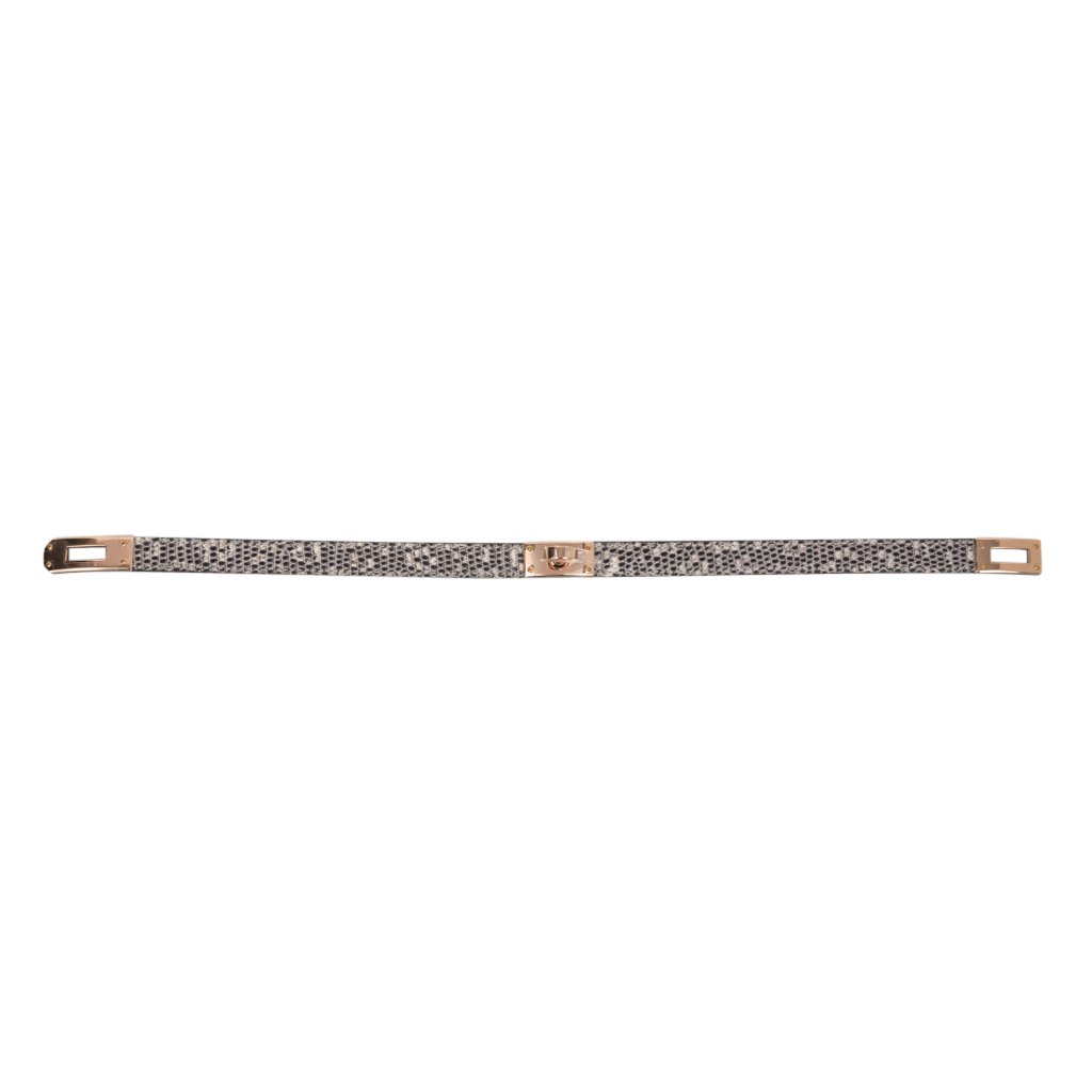 Hermes Kelly Double Tour Bracelet Ombre Lizard Rose Gold Hardware - mightychic