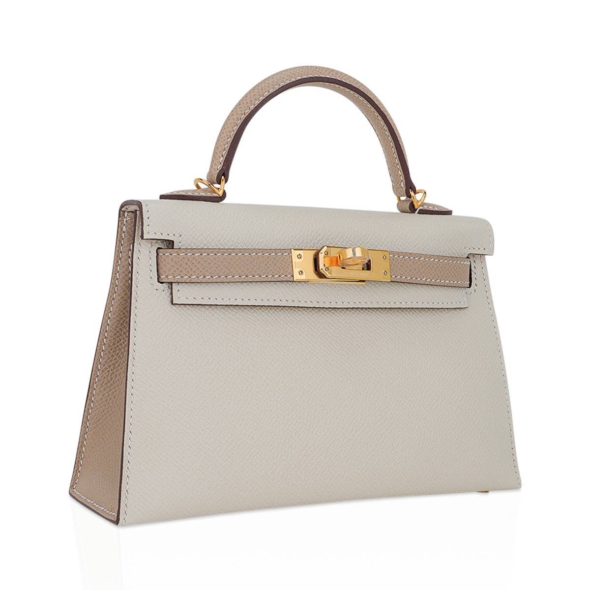 Hermes Special Order HSS Mini Kelly 20 Sellier Bag Craie & Trench Epsom Leather with Gold Hardware