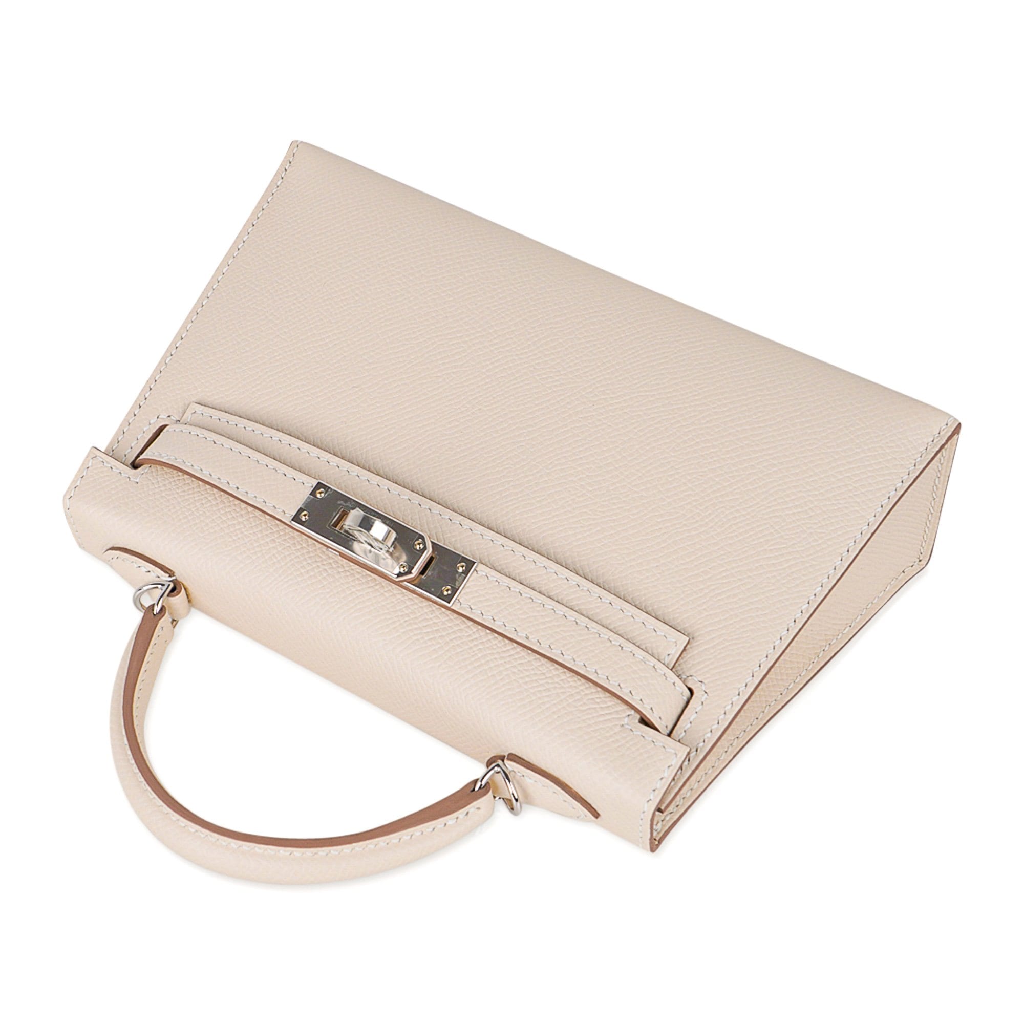 Hermes Kelly 20 Mini Sellier Bag Craie Epsom Leather Palladium Hardware New w/Box