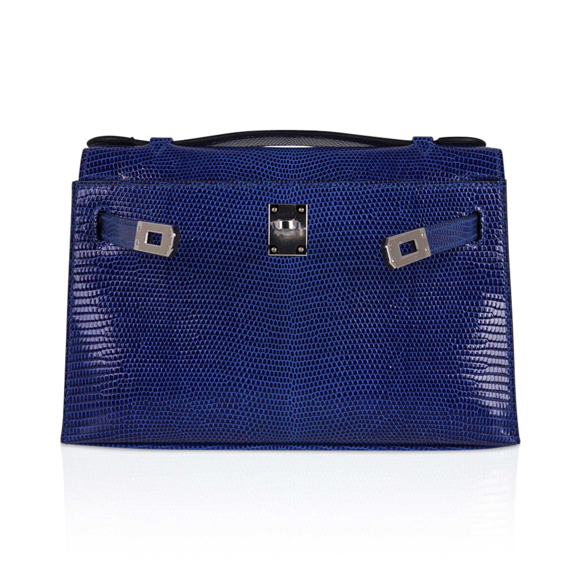 Hermes Kelly Pochette Clutch Bag Sublime Blue Paradise Swift Palladium