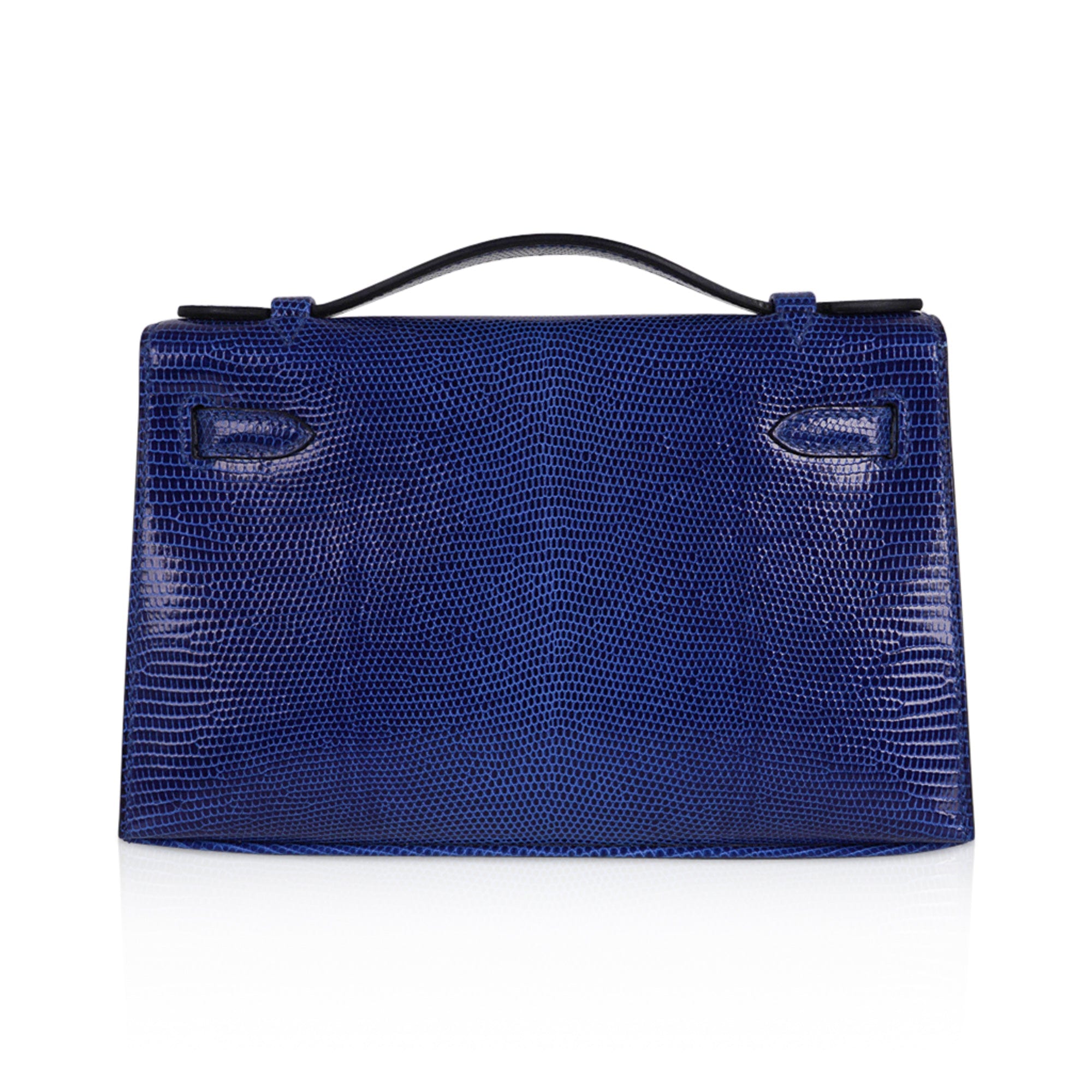 Hermès Kelly Pochette Bag Blue Paradise Swift Leather - Palladium