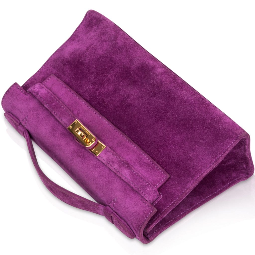 HERMES CADENA KELLY MINI Hand Bag Violet Veau Velour Doblis 82690