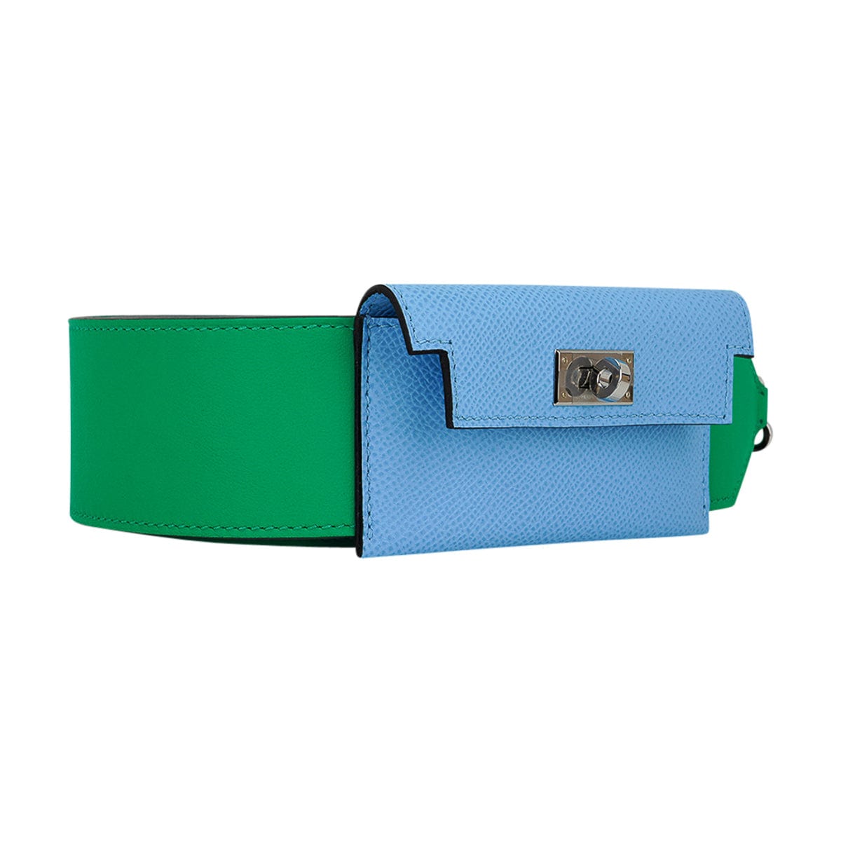 Hermes Bag Strap Kelly Pocket Blue De Malte Palladium Hardware PM For Sale  at 1stDibs