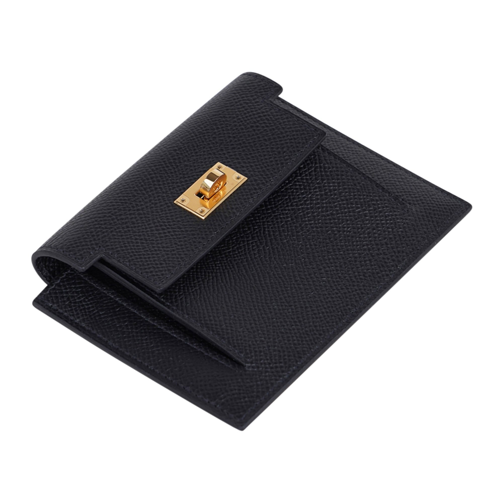 Black Hermes Kelly Pocket Compact Wallet