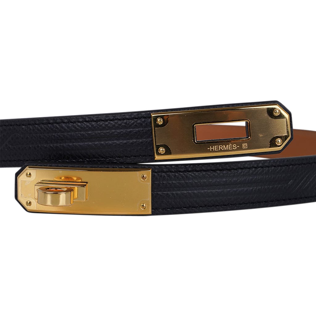 New Hermes Kelly Pocket 18 Belt - Black With Gold Hardware - Classic